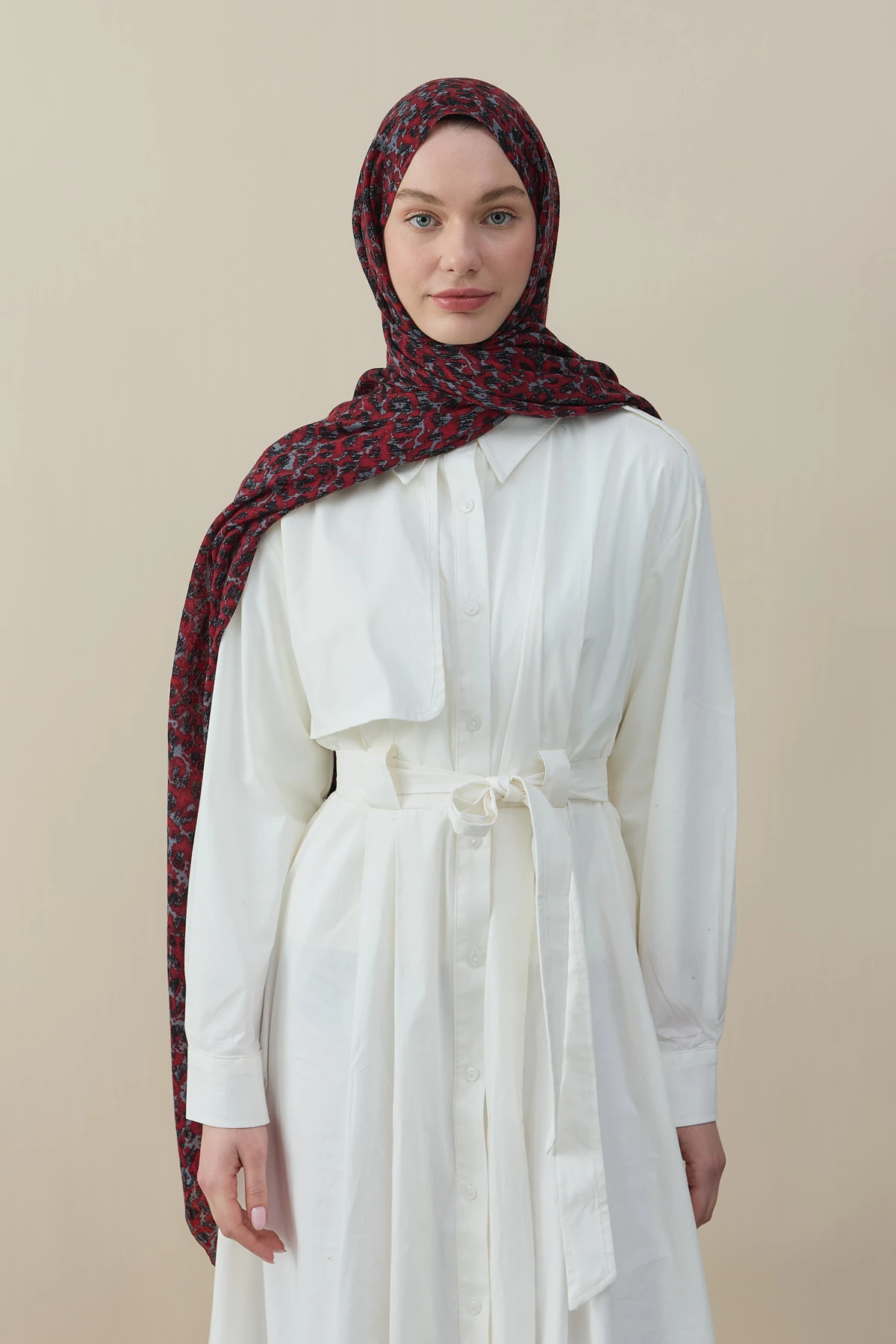 Crimson Mist Yün İpek Şal