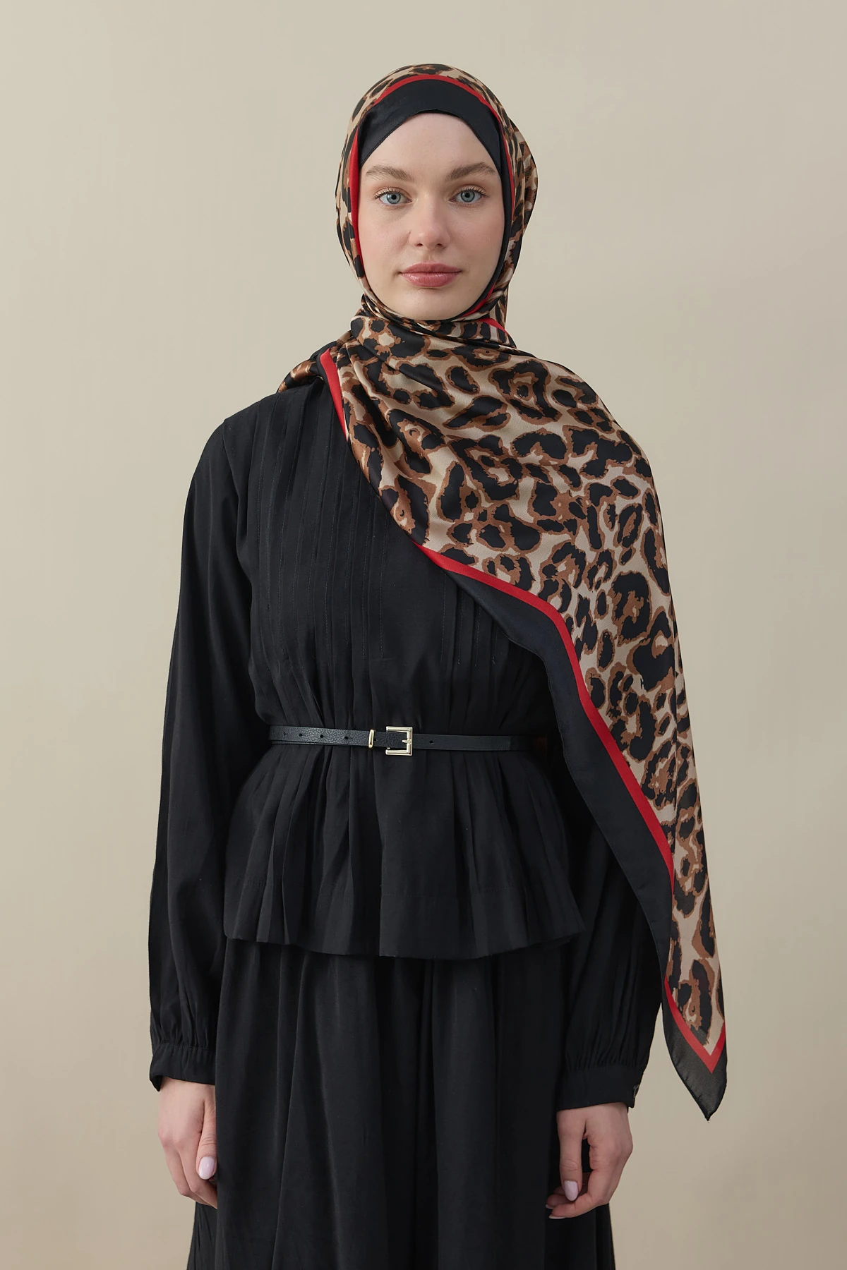 Leopar Vual İpek Şal