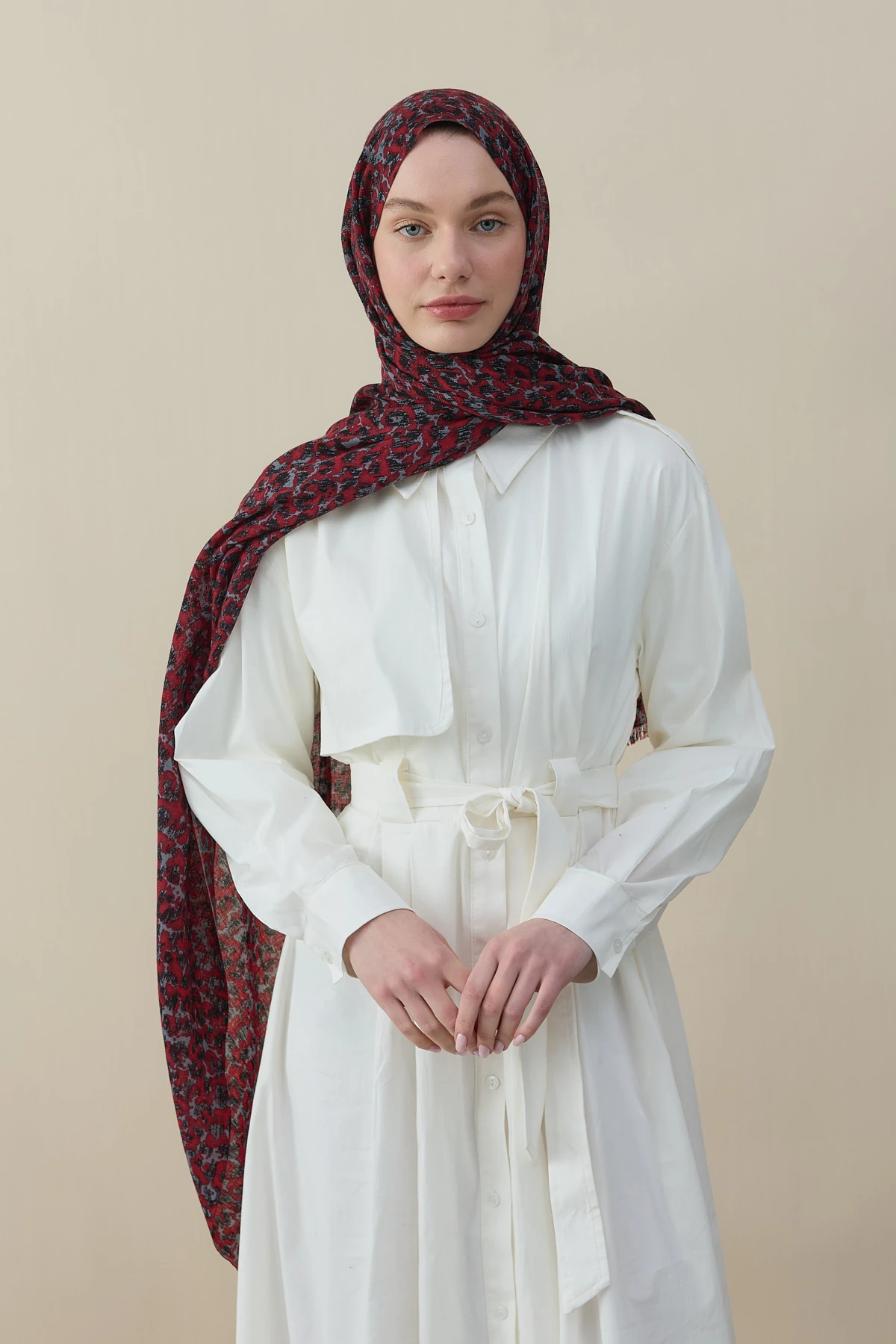 Crimson Mist Yün İpek Şal