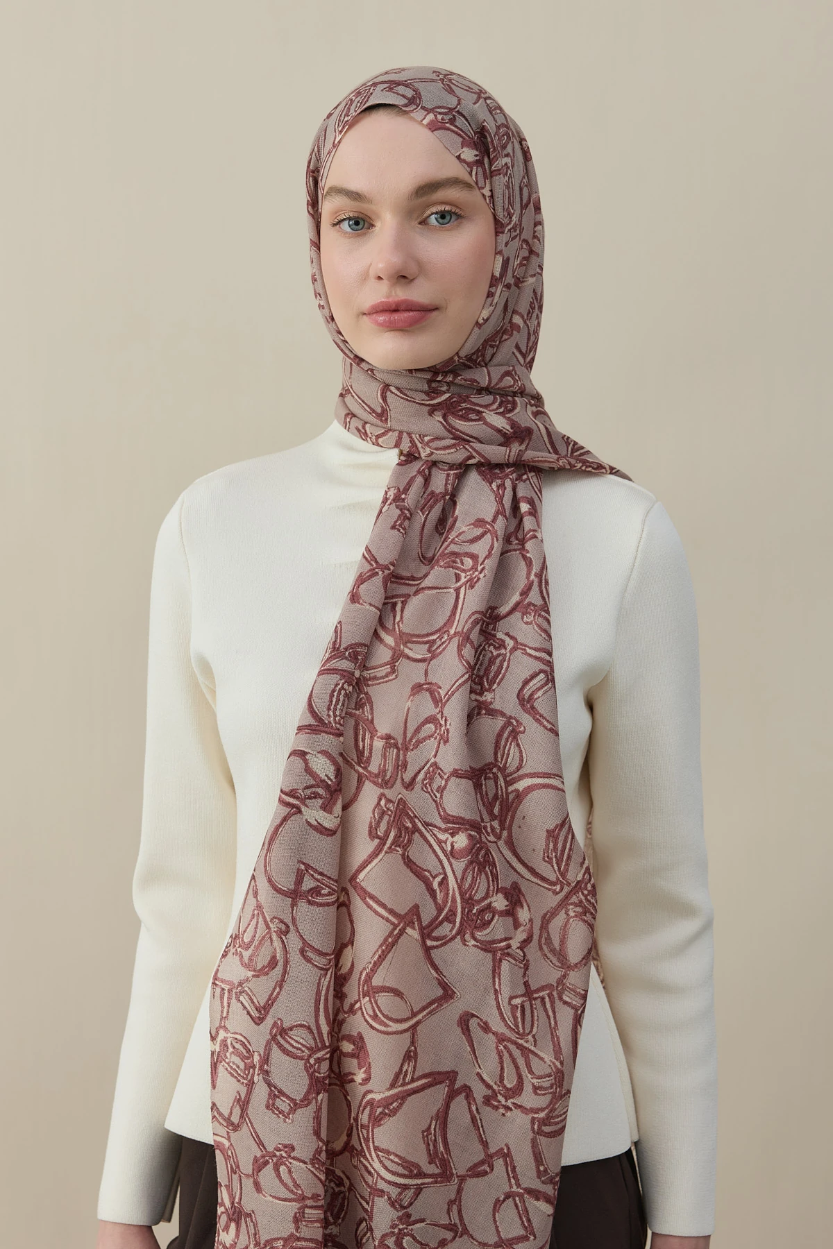 Vespa Desen Yün İpek Şal