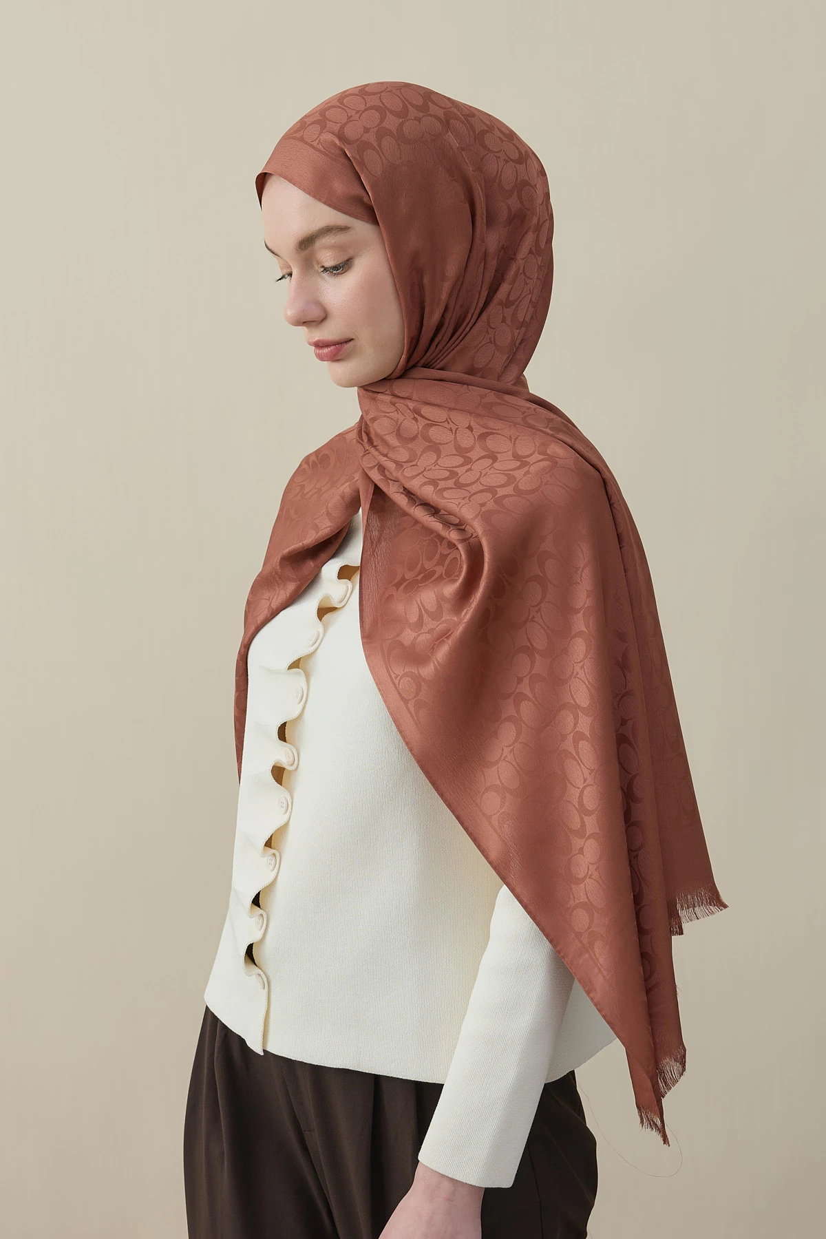 C Desen Pamuk İpek Şal