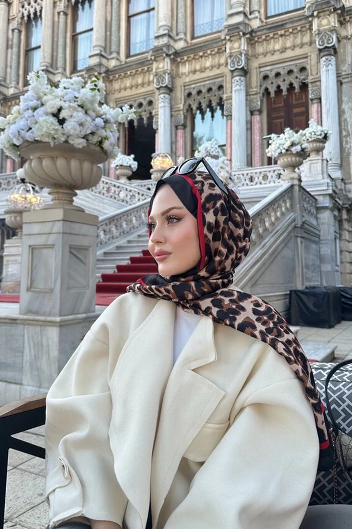 Leopar Vual İpek Şal
