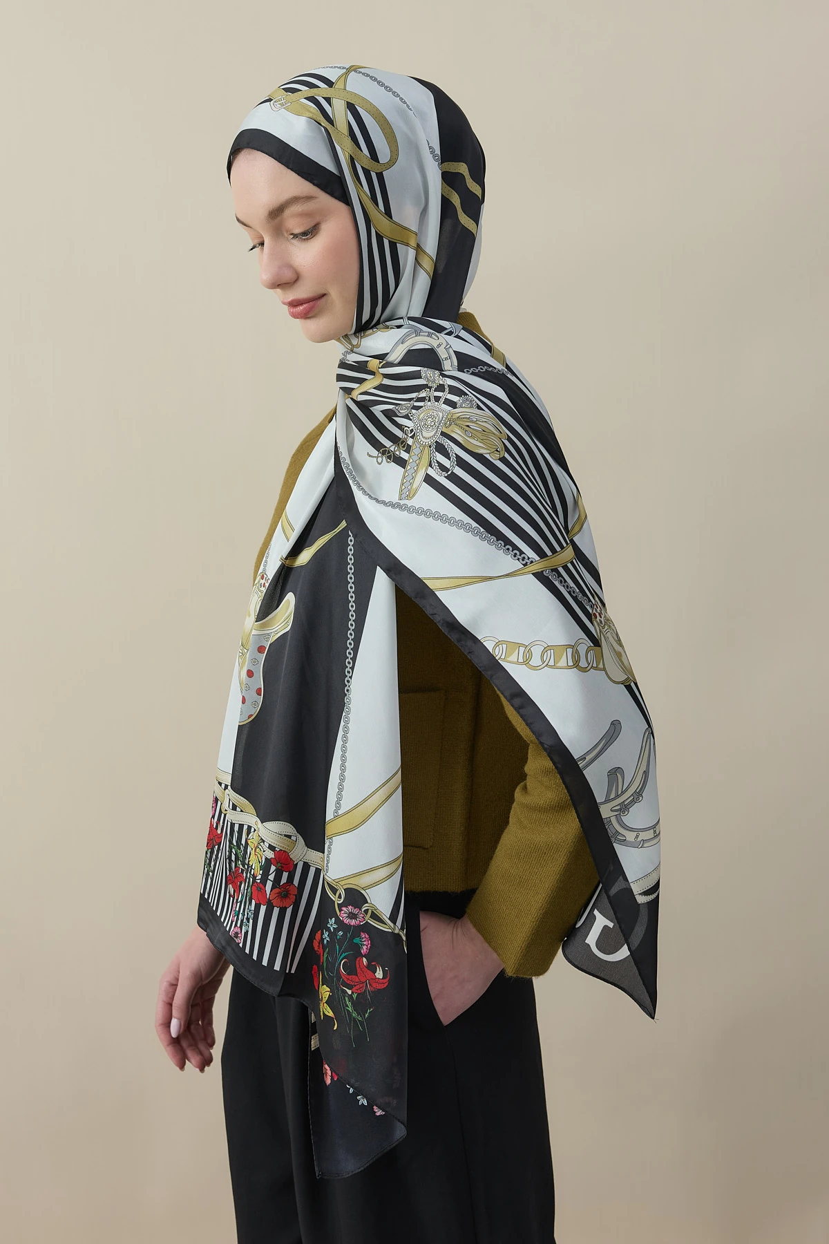 Chain Garden Vual İpek Şal