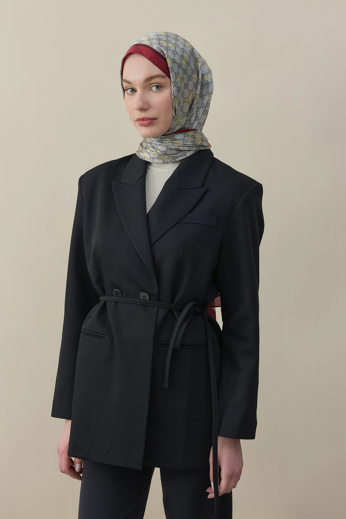 Kelepçe Desen İpek Vual Şal - Bordo