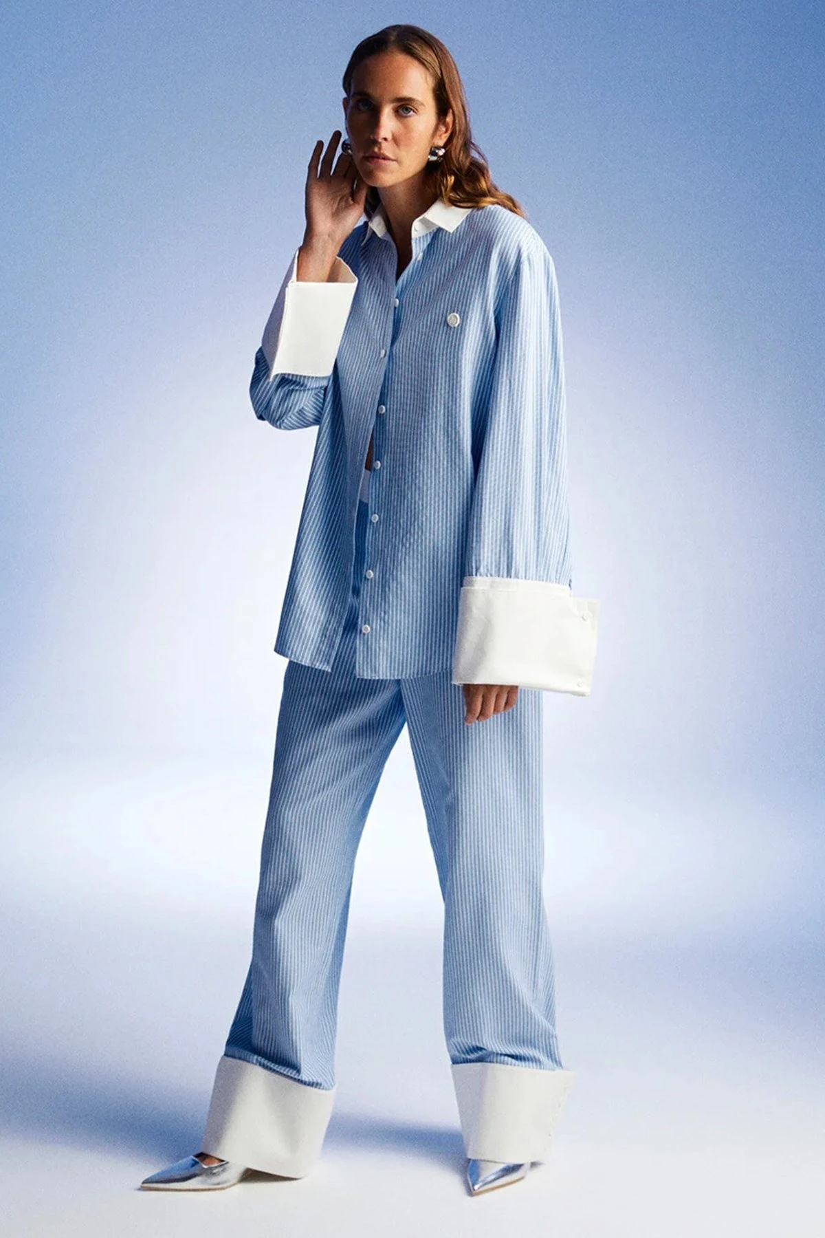 NOCTURNE N24YN3259 Yüksek Bel Çizgili Pantolon