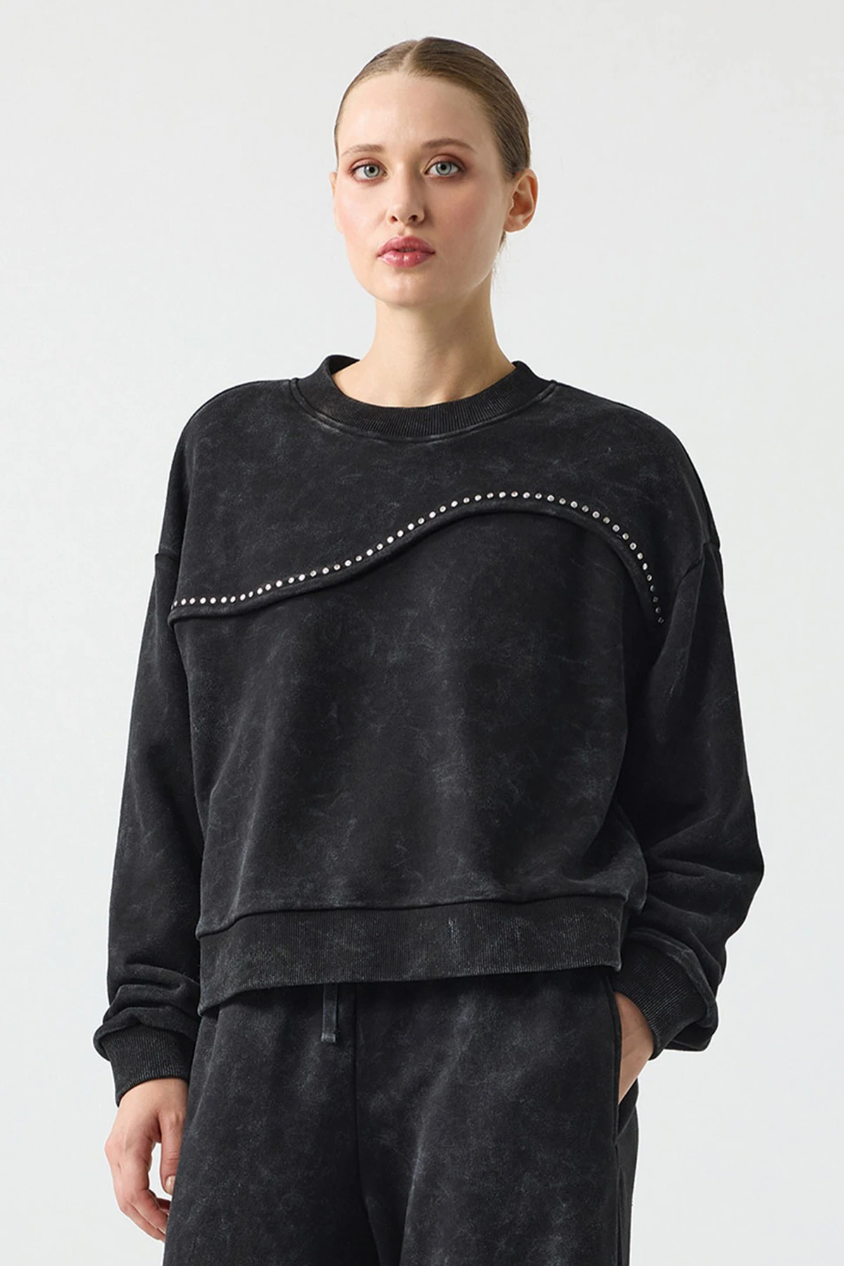 UNIQUE UW262009 BİSİKLET YAKA YIKAMALI SWEATSHİRT