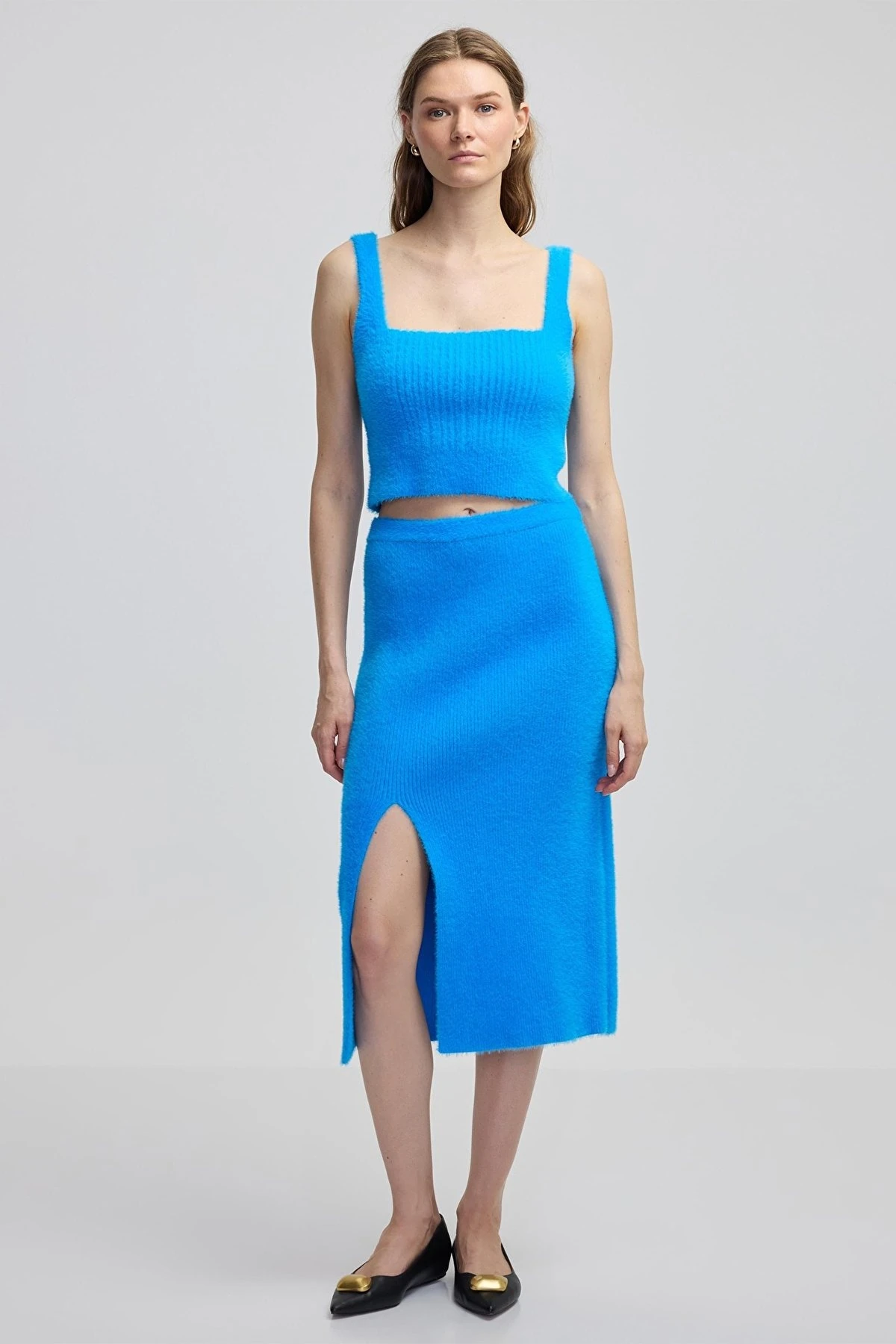 IPEKYOL IW6240004130 Pelüş dokulu midi etek