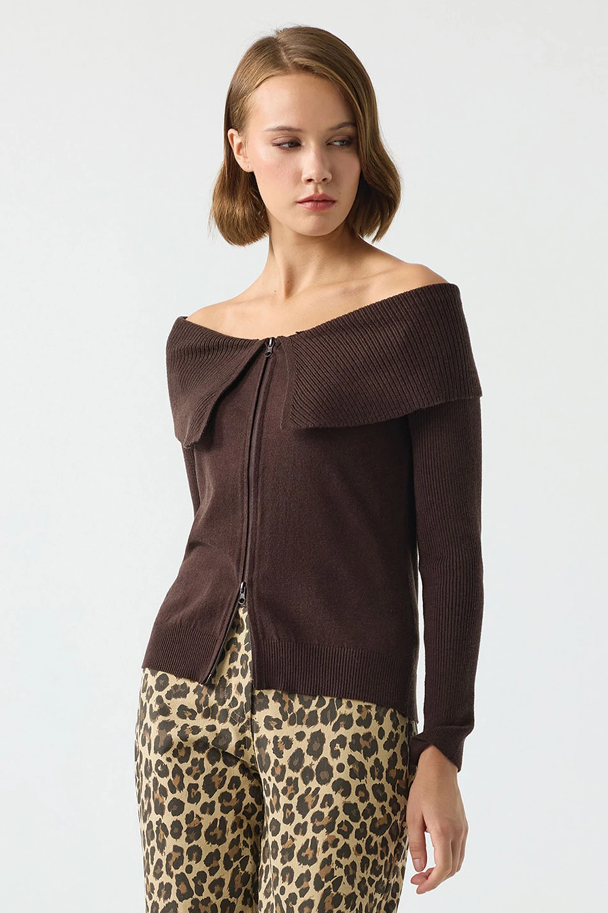 UNIQUE UW261030 STRAPLEZ YAKA FERMUARLI TRİKO HIRKA