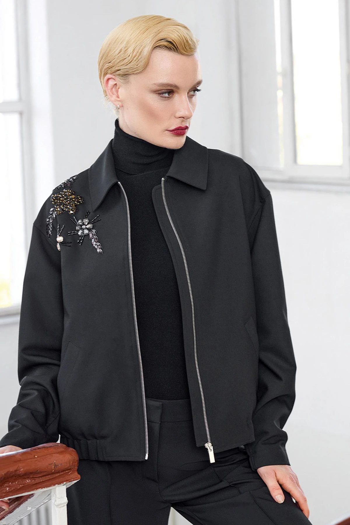 UNIQUE UW263002 NAKIŞ DETAYLI BOMBER CEKET