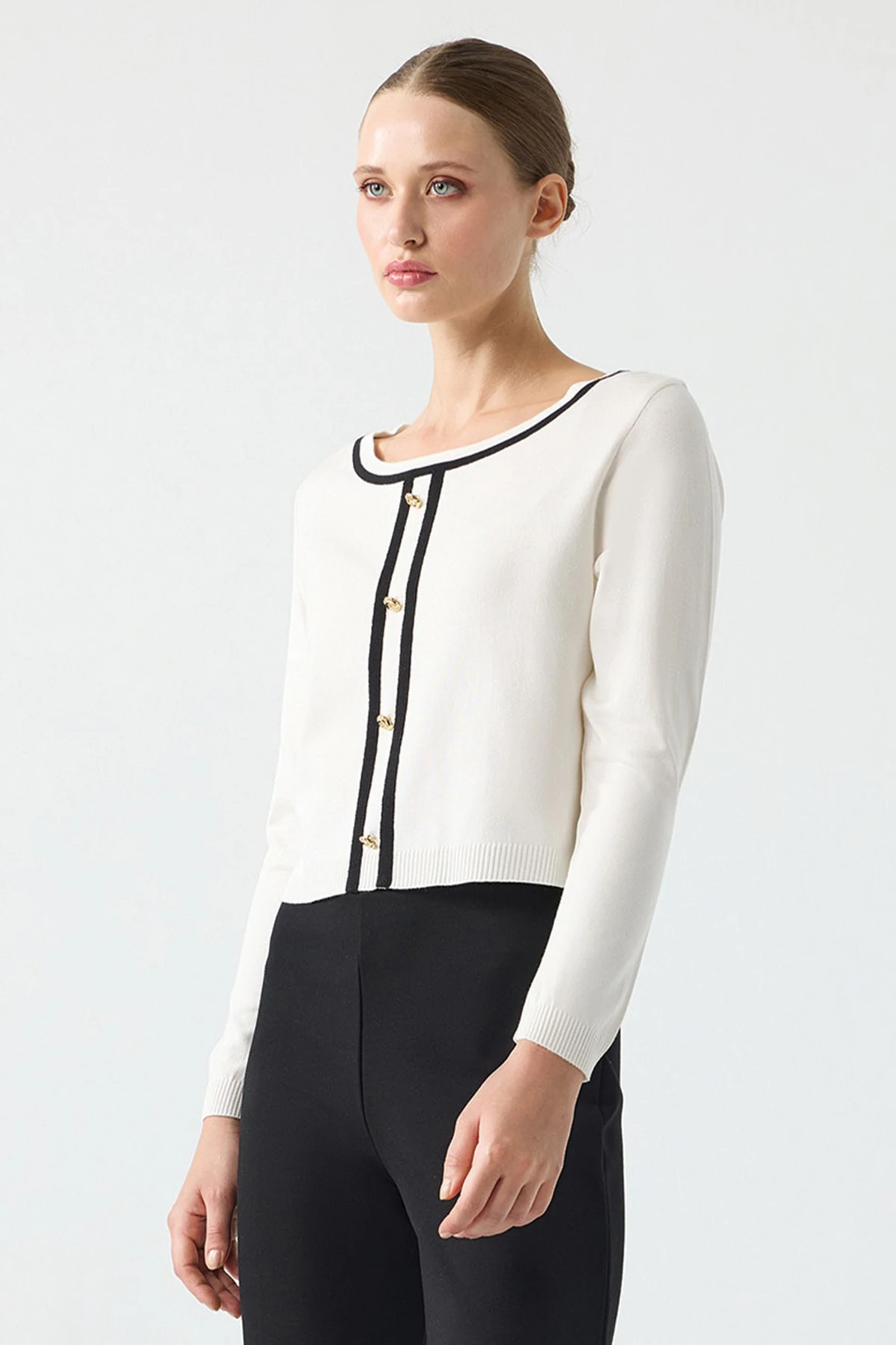 UNIQUE UW261032 STRAPLEZ YAKA ÇİFT RENKLİ TRİKO