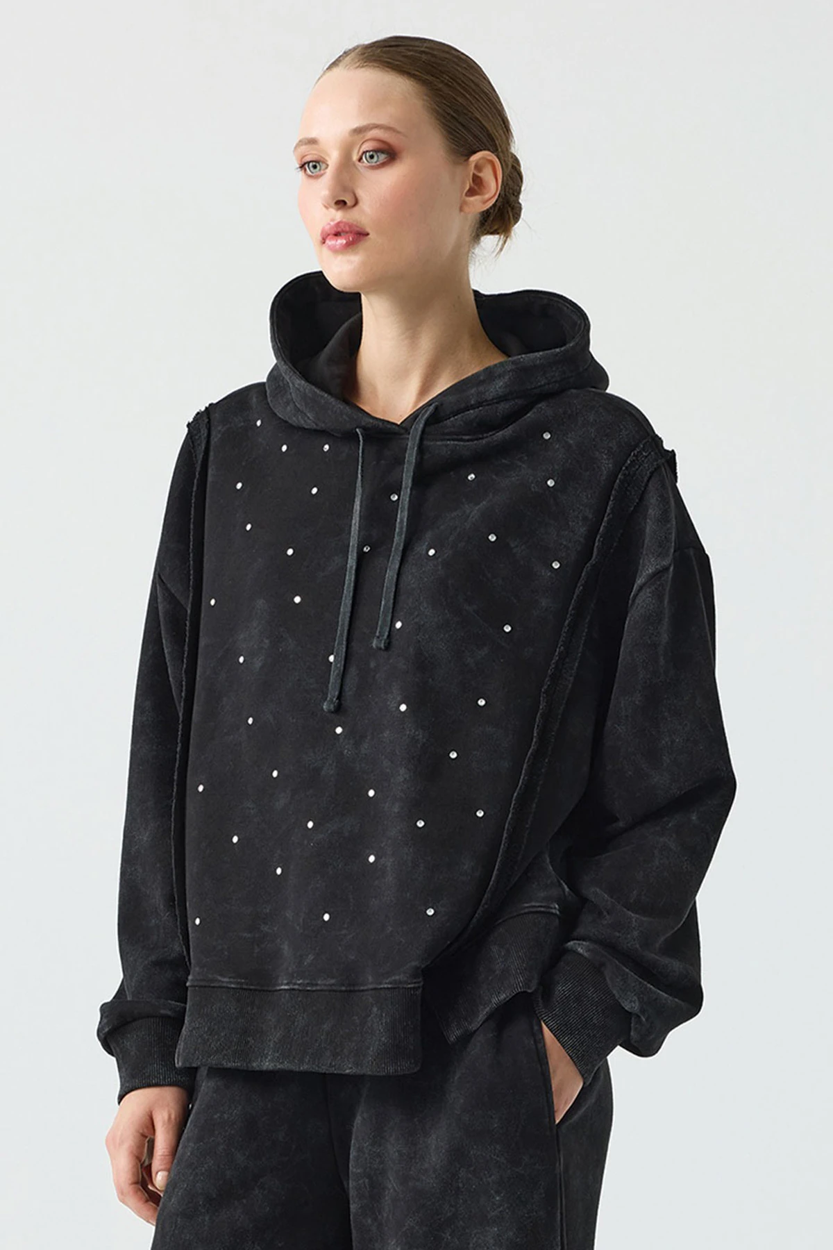 UNIQUE UW262007 KAPUŞONLU YIKAMALI SWEATSHİRT