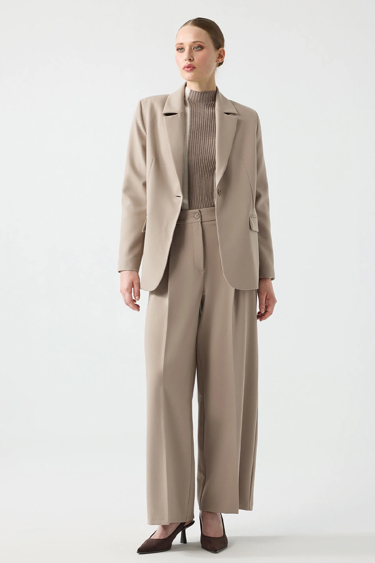 UNIQUE UW263001 ARKASI YIRTMAÇ DETAYLI BLAZER