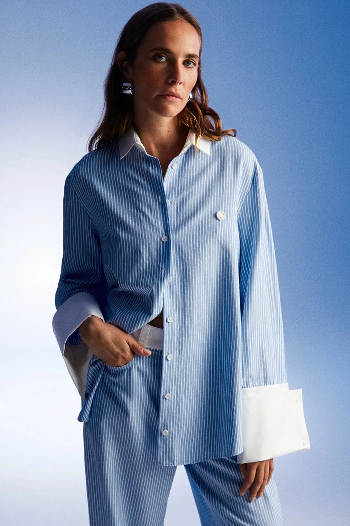 NOCTURNE N24YN3259 Yüksek Bel Çizgili Pantolon