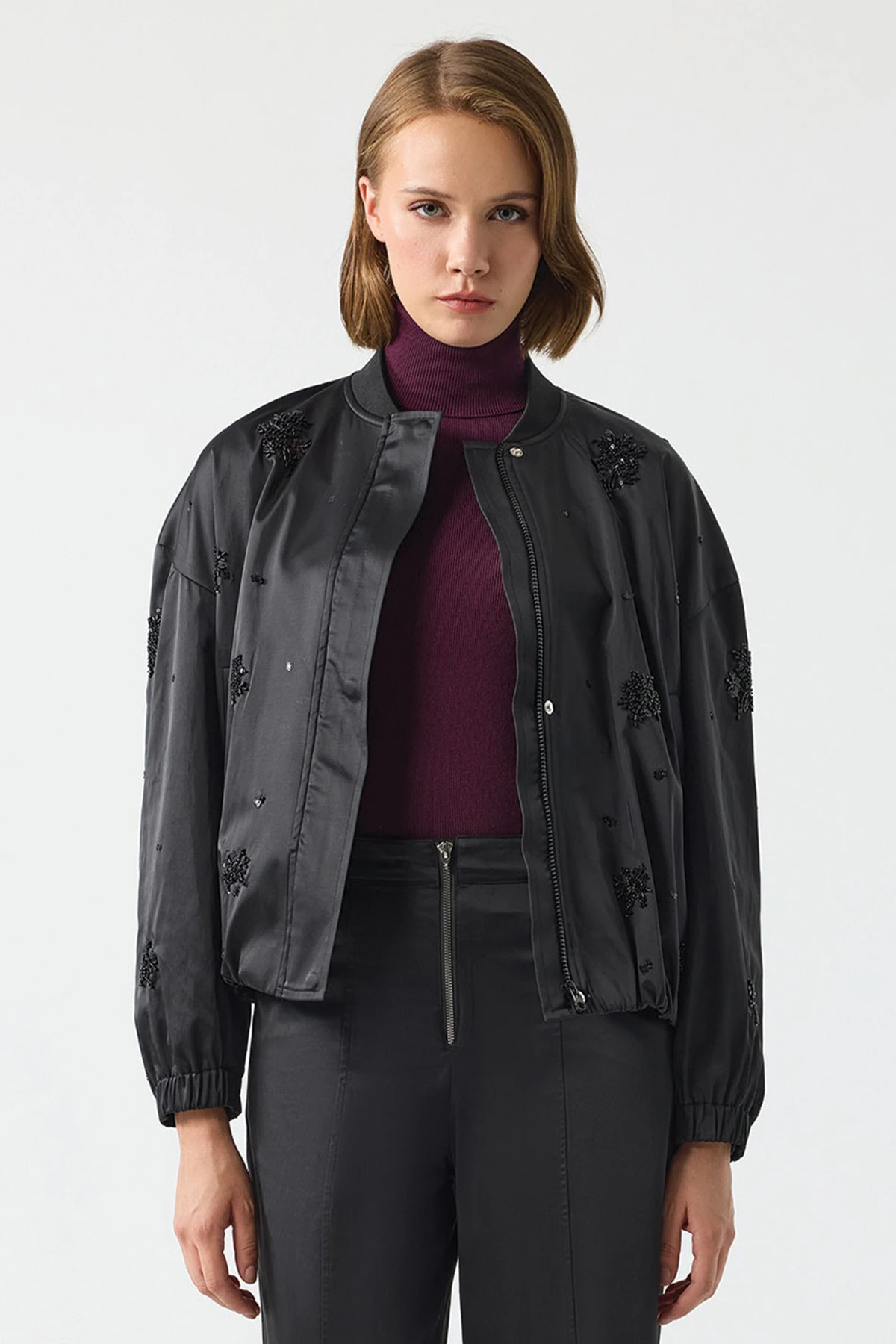 UNIQUE UW263008 PARAŞÜT KUMAŞ NAKIŞLI BOMBER CEKET