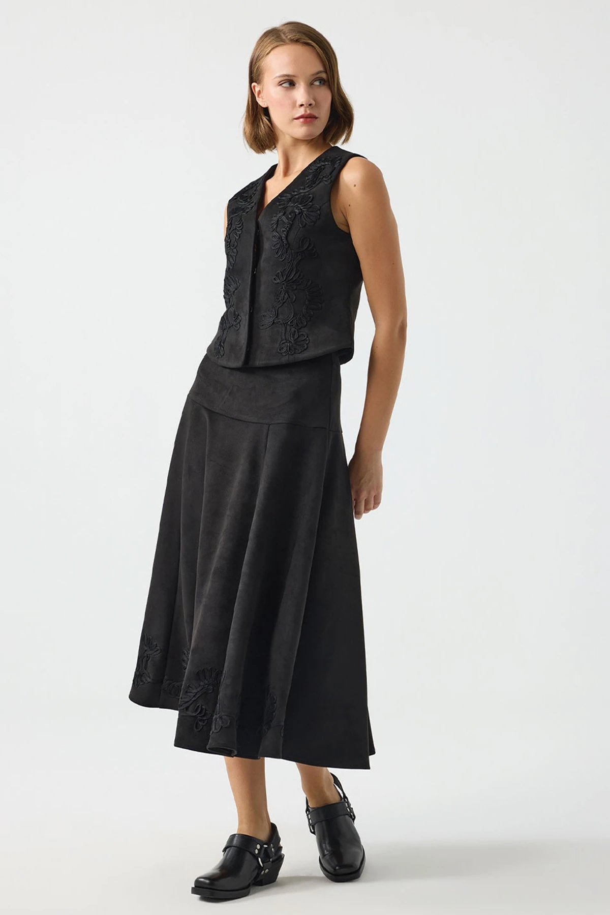 UNIQUE UW268003 NAKIŞ DETAYLI SÜET YELEK