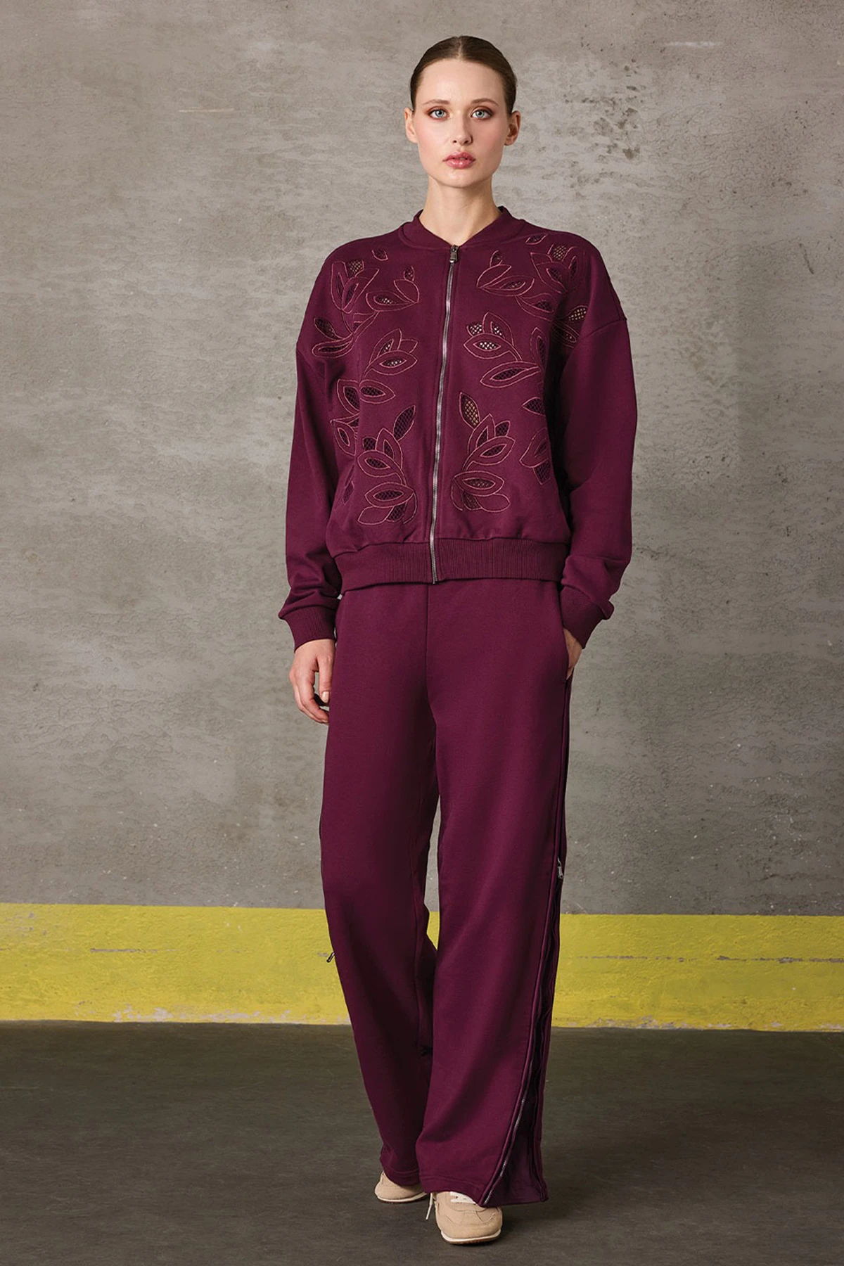 UNIQUE UW262003 İŞLEMELİ BOMBER SWEATSHİRT