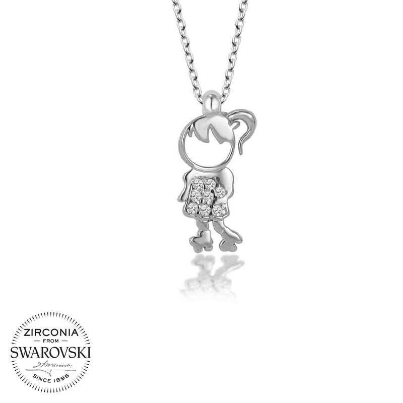 Swarovski Taşlı Gümüş Çocuk Bayan Kolye