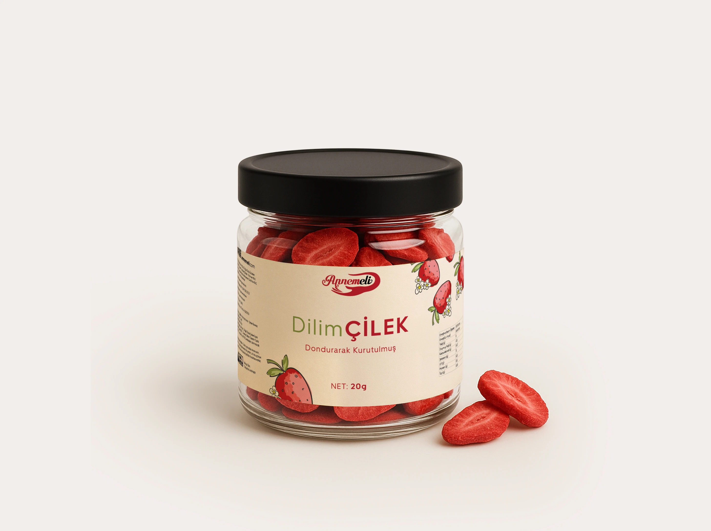 Dilim Çilek - Dondurarak Kurutulmuş Freeze Dry 20 Gr