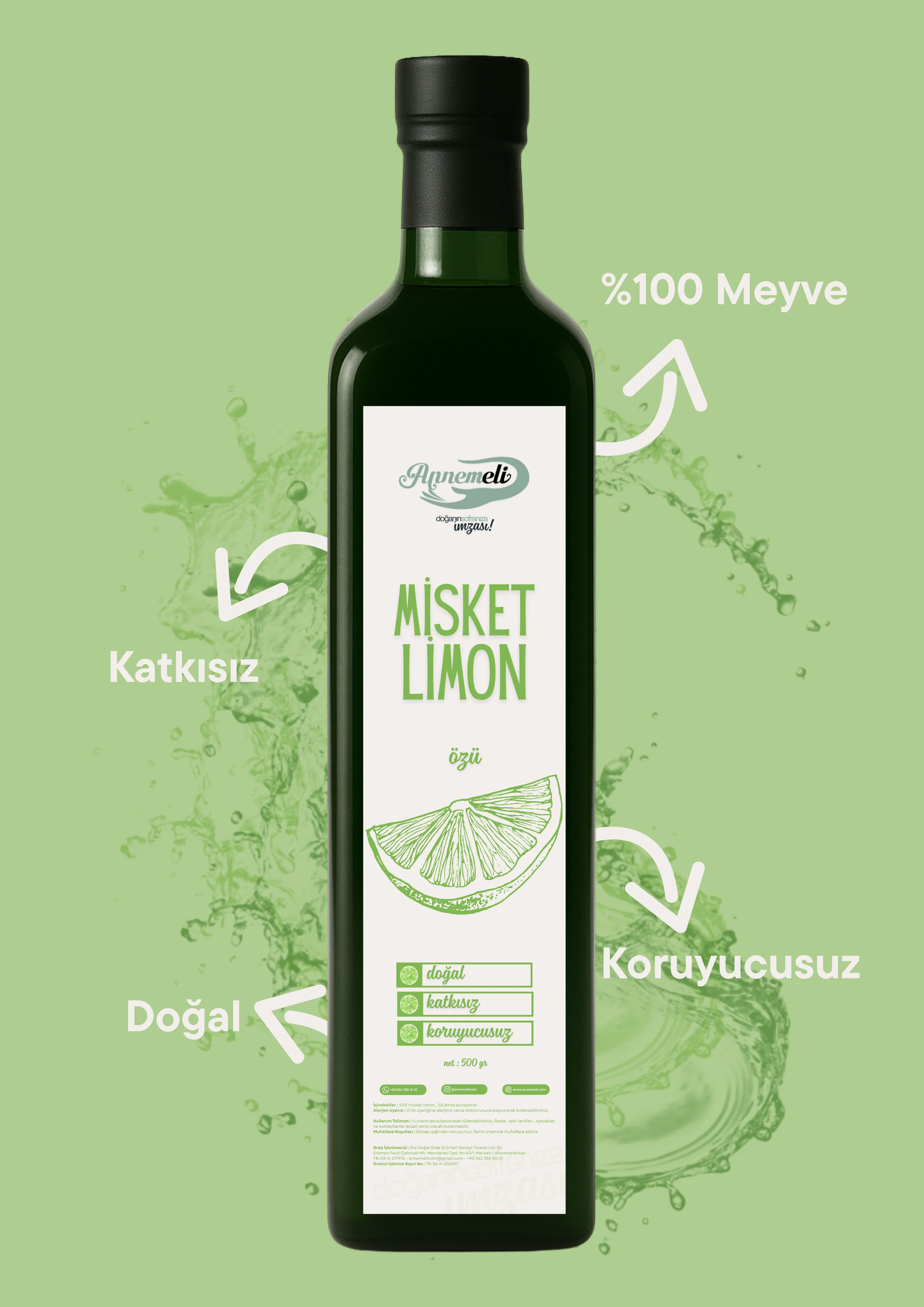 Misket Limon Özü - Doğal , Katkısız - 500 ml