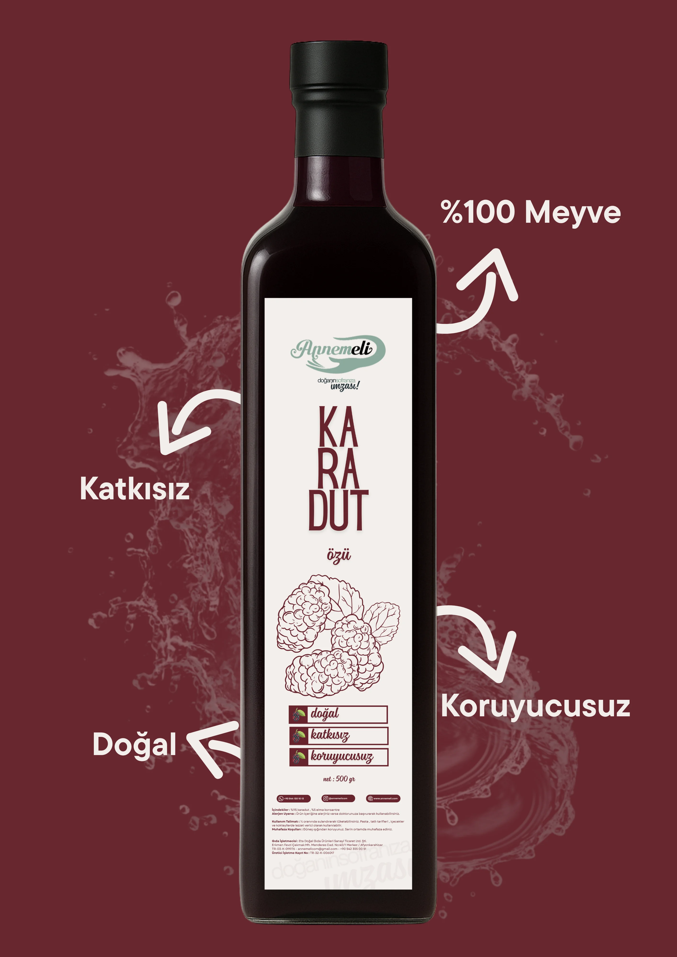 Karadut Özü - Doğal , Katkısız - 500 ml