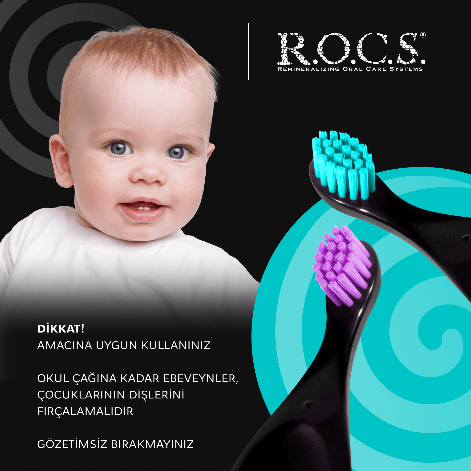 R.O.C.S. Baby Neon 0-3 Yaş Bebek Diş Fırçası - Ekstra Yumuşak