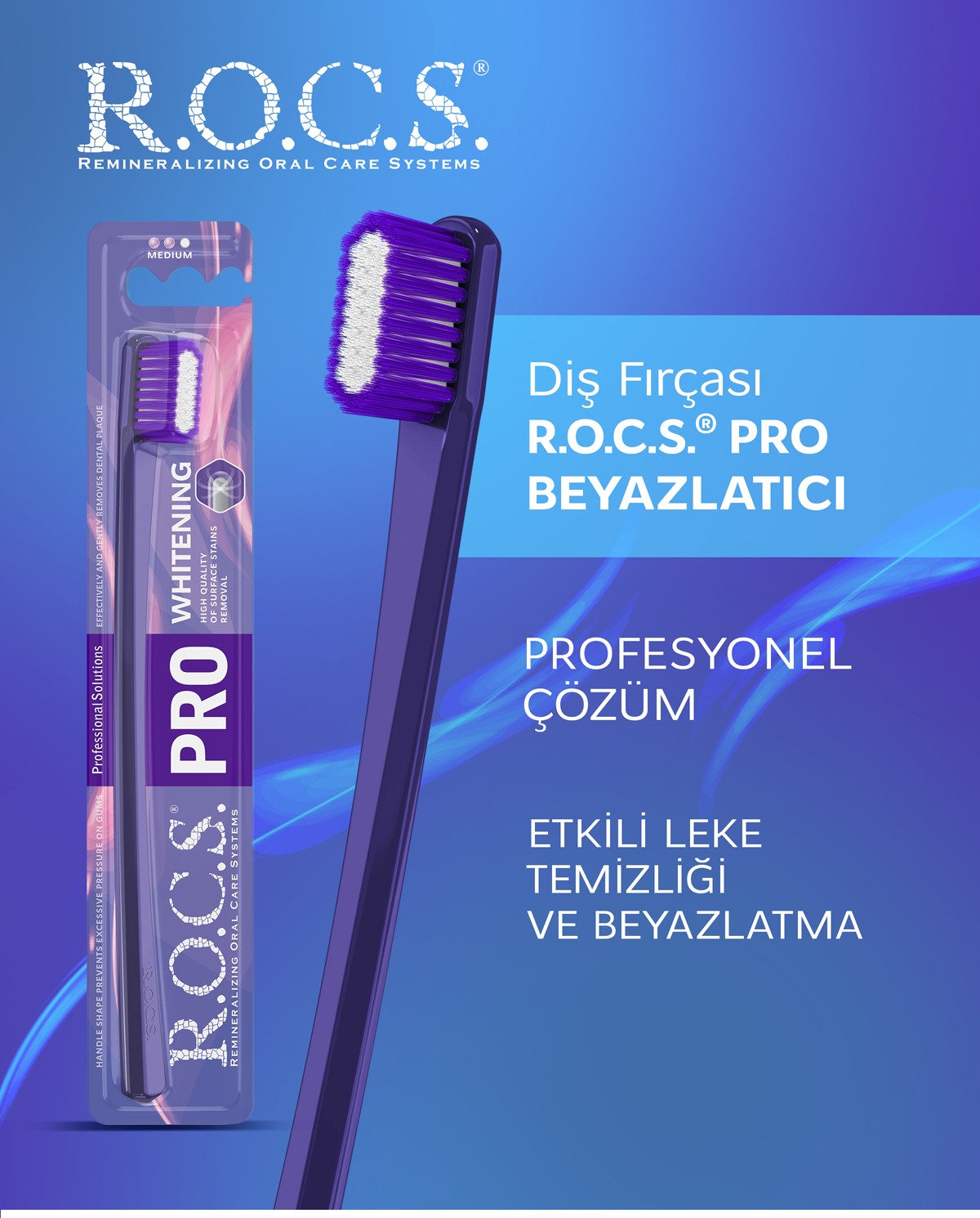 R.O.C.S. PRO Whitening Beyazlatıcı Diş Fırçası - Orta Sert