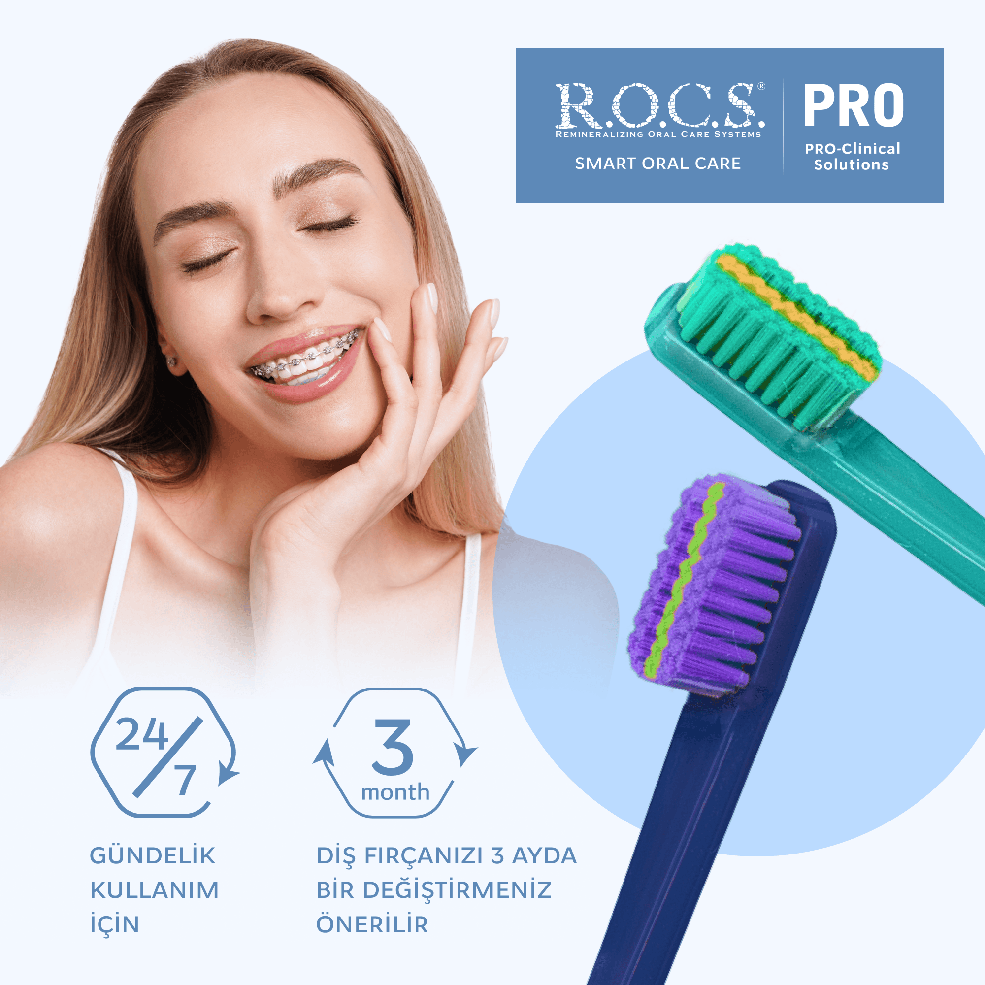 R.O.C.S. PRO Ortho&Brackets Ortodonti Diş Fırçası - Yumuşak