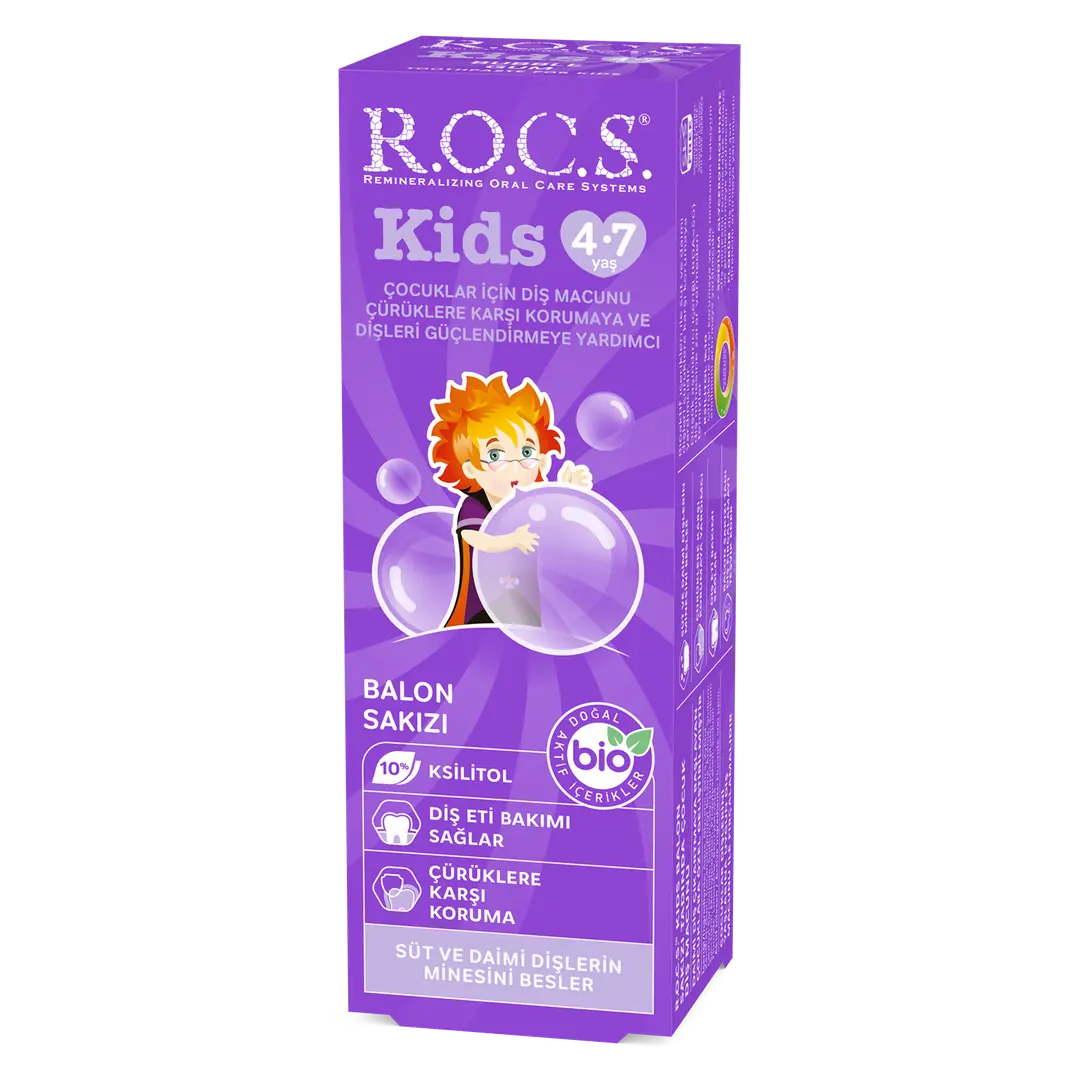 ROCS Kids 4-7 Yaş Balon Sakızı Tadında Çocuk Diş Macunu 45gr