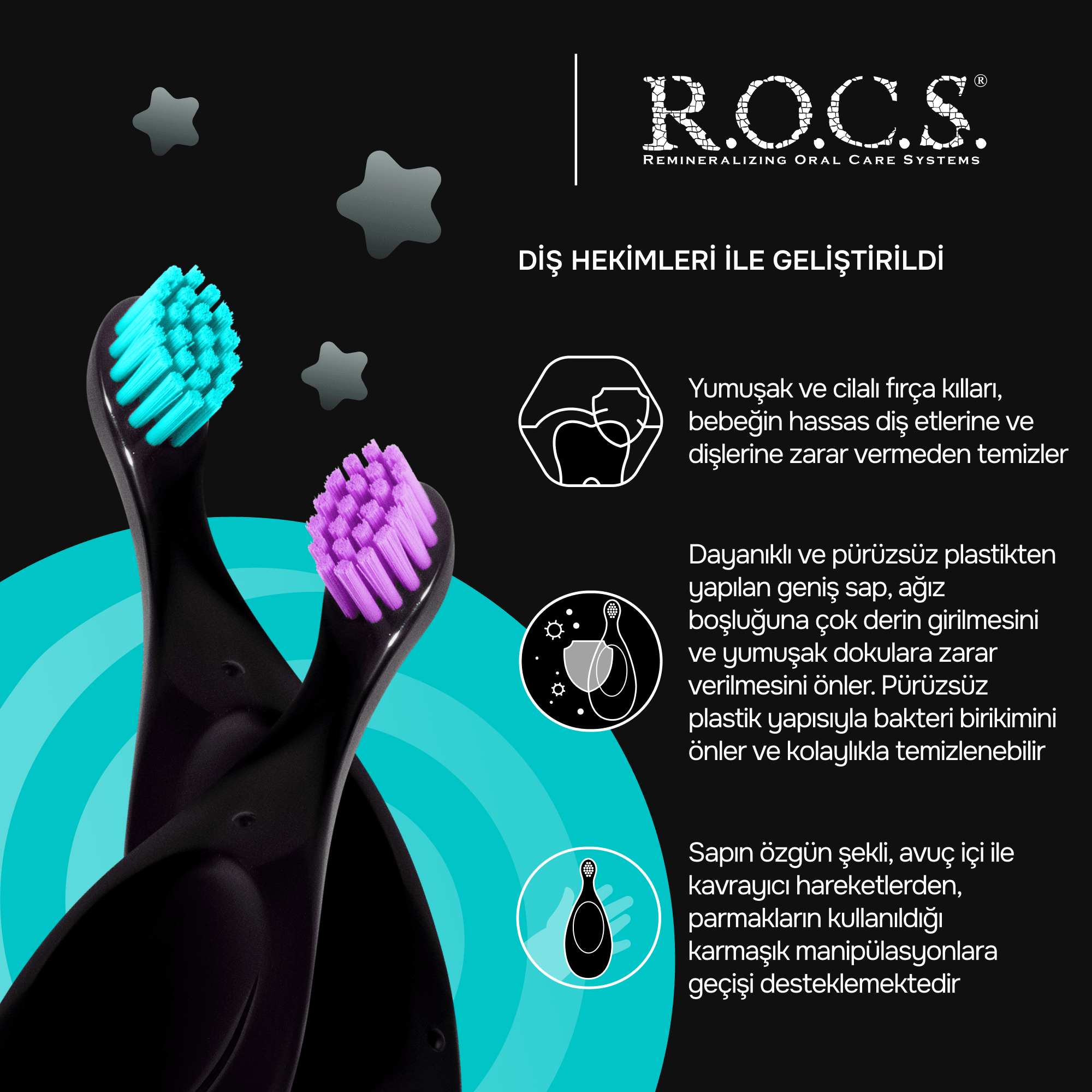 R.O.C.S. Baby Neon 0-3 Yaş Bebek Diş Fırçası - Ekstra Yumuşak