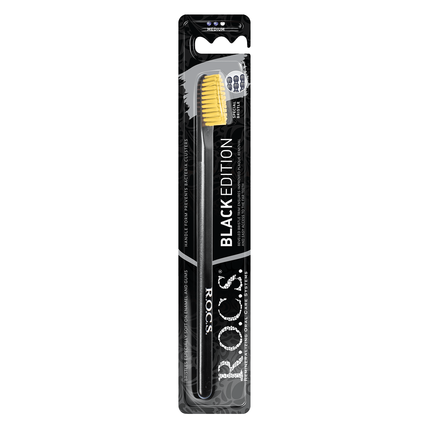 R.O.C.S. Black Edition Özel Kıl Dokulu Diş Fırçası - Orta Sert - Sarı