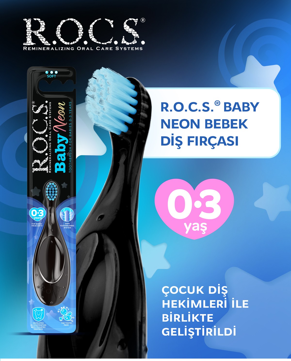 R.O.C.S. Baby Neon 0-3 Yaş Bebek Diş Fırçası - Ekstra Yumuşak
