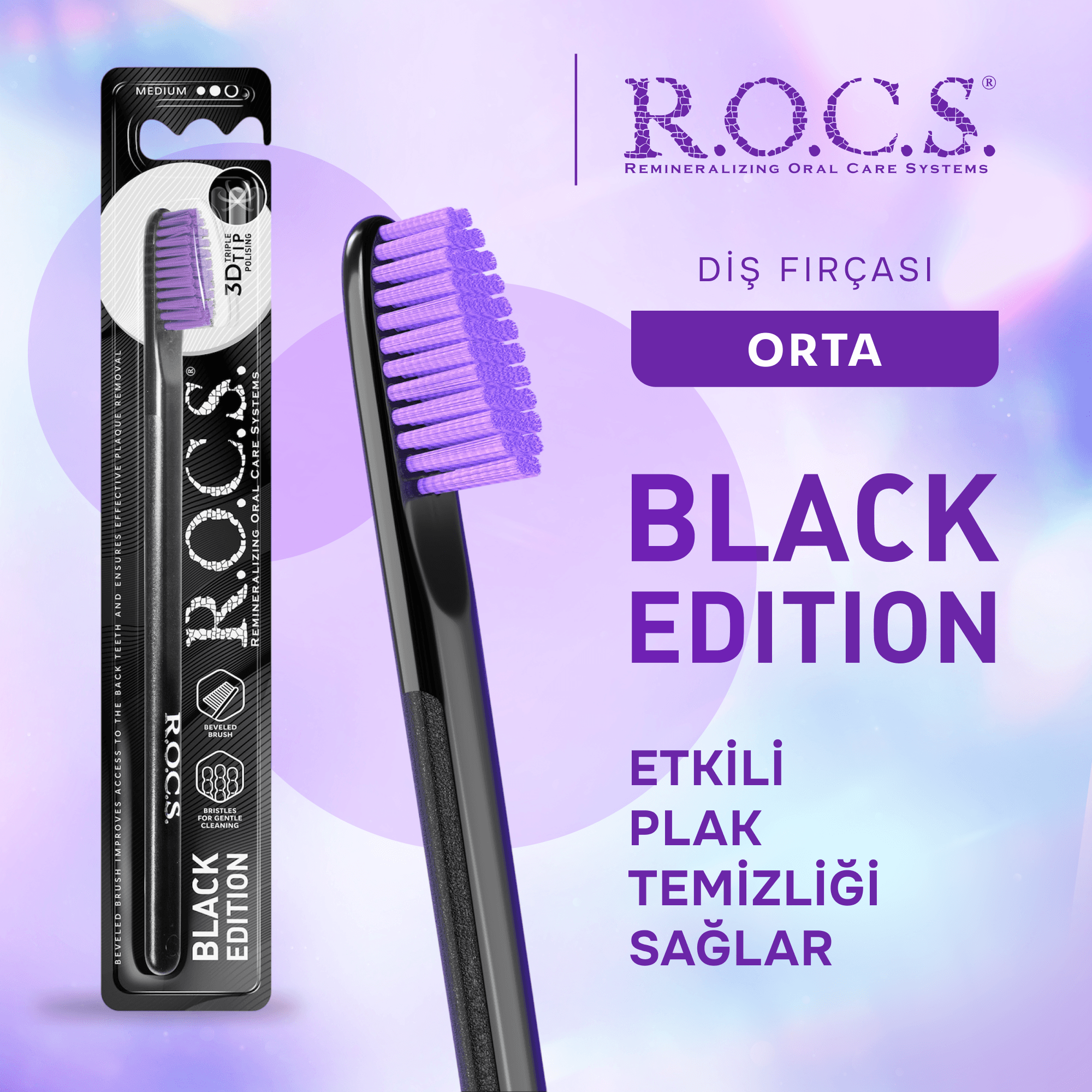 R.O.C.S. Black Edition Özel Kıl Dokulu Diş Fırçası - Orta Sert