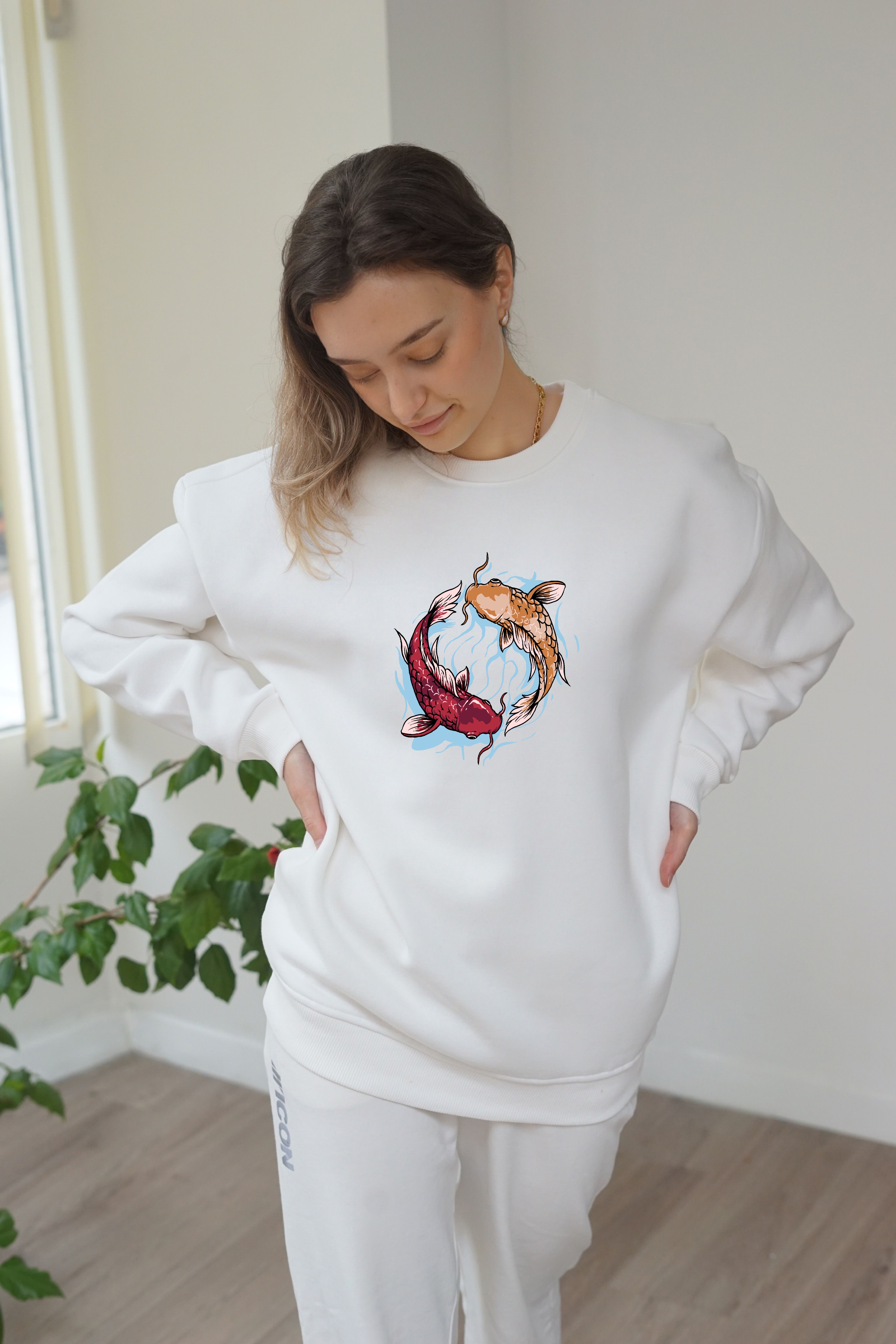 Unisex Ying Yang Fish Baskili Sweatshirt