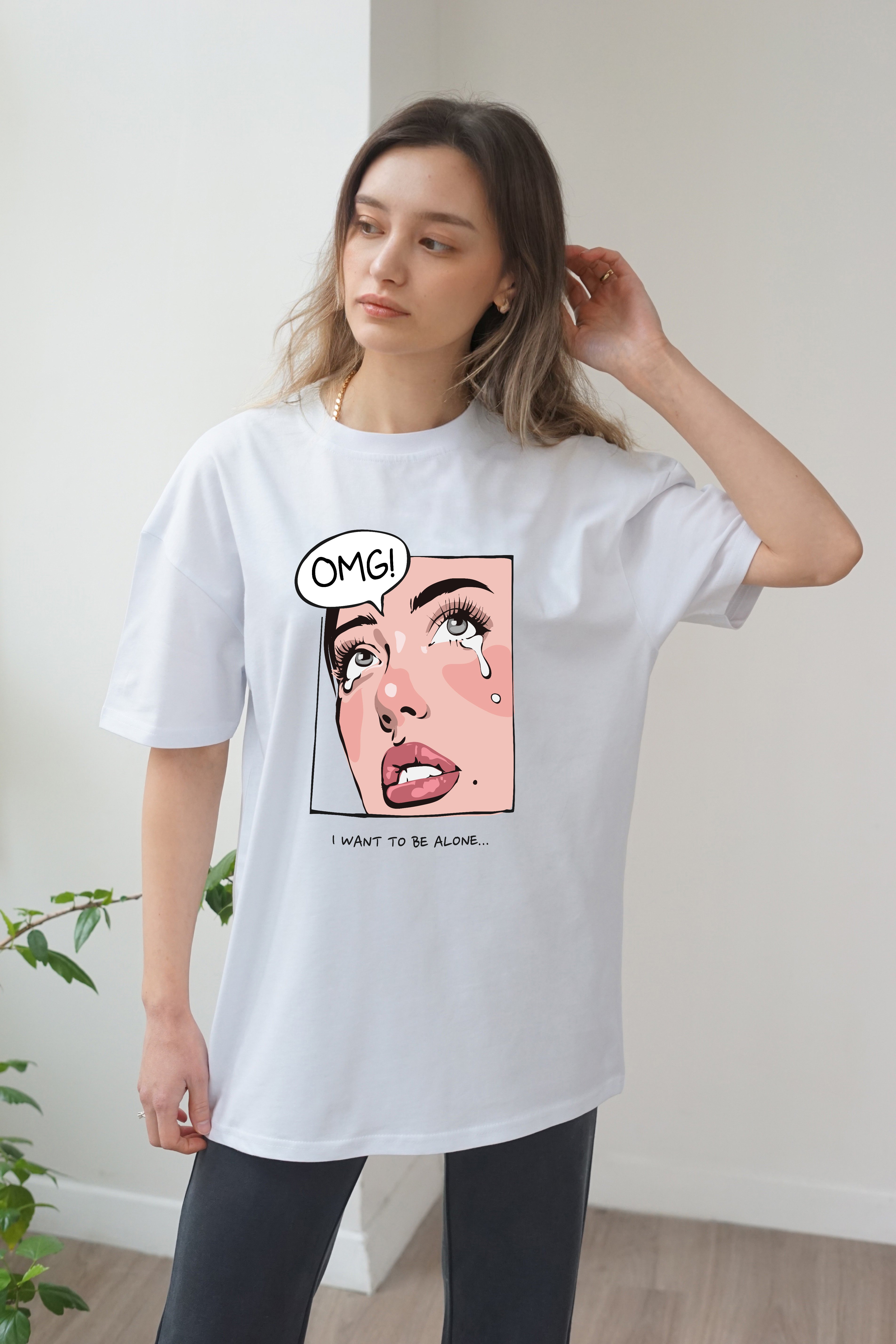 Unisex OMG Baskili T-Shirt