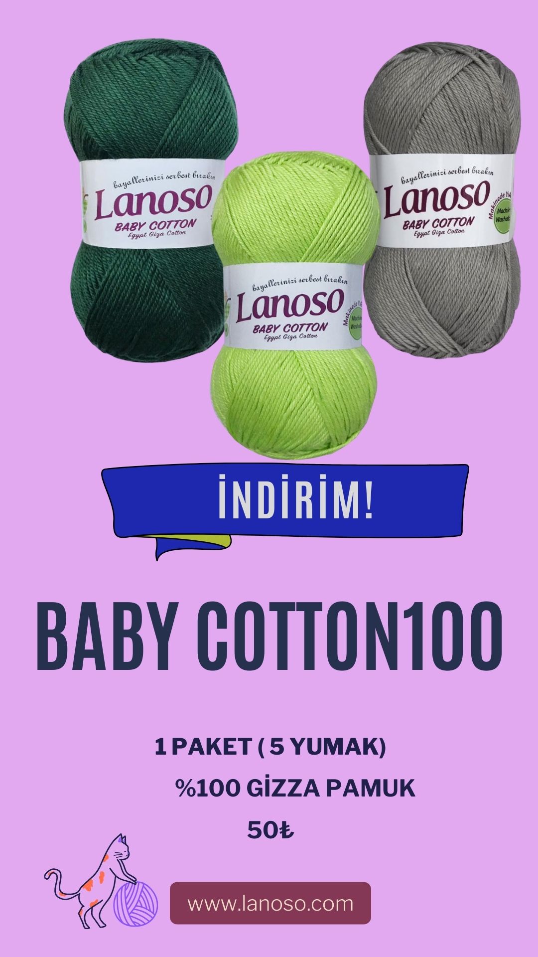 BABY COTTON100 PAKET ( 5 YUMAK )