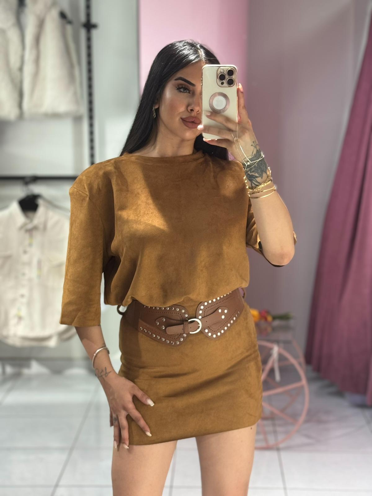 MONİCA KEMERLİ SÜET ELBİSE