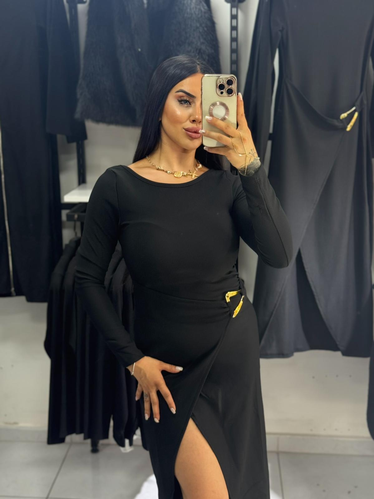 HERA GOLD DETAYLI ELBİSE