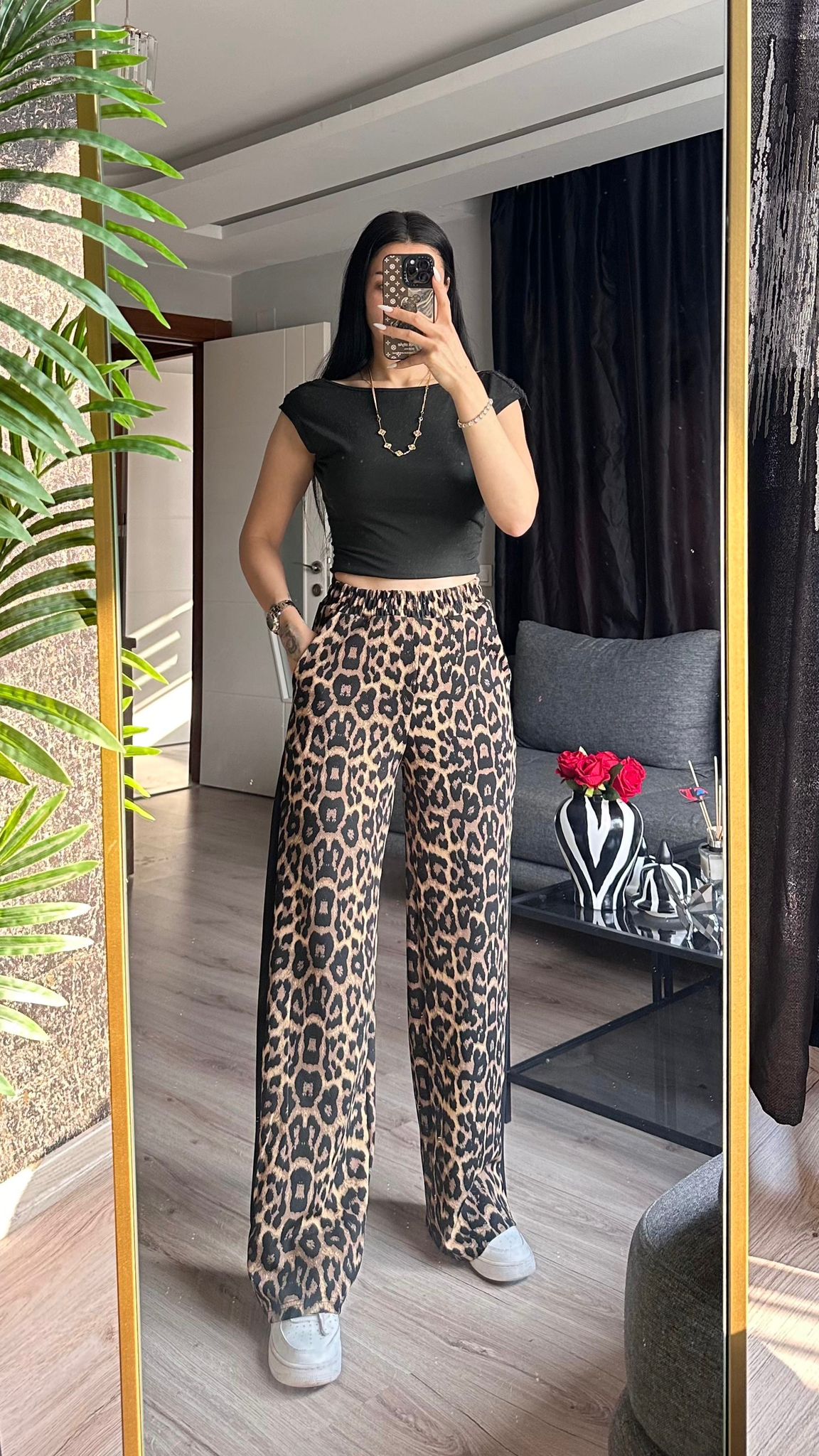 LEOPAR ŞERİTLİ PALAZZO ALT