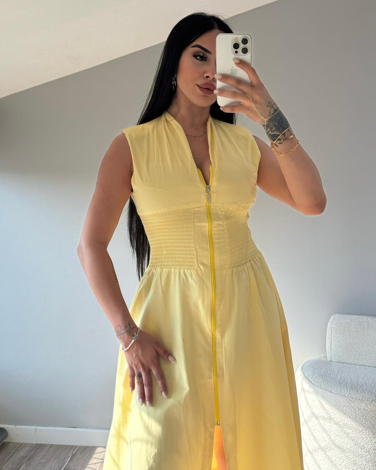 HELEN FERMUARLI CEPLİ ELBİSE