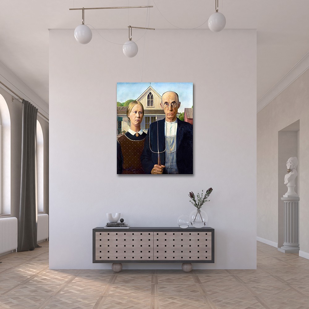 “American Gothic” – Sessiz Gücün Portresi (Kanvas Baskı) Tablo