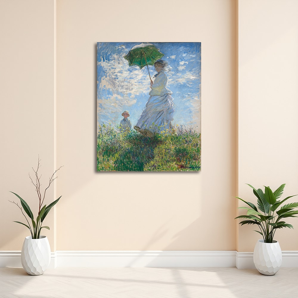 “Woman with a Parasol” – Işığın Dansı, Anın Zarafeti (Kanvas Baskı) Tablo