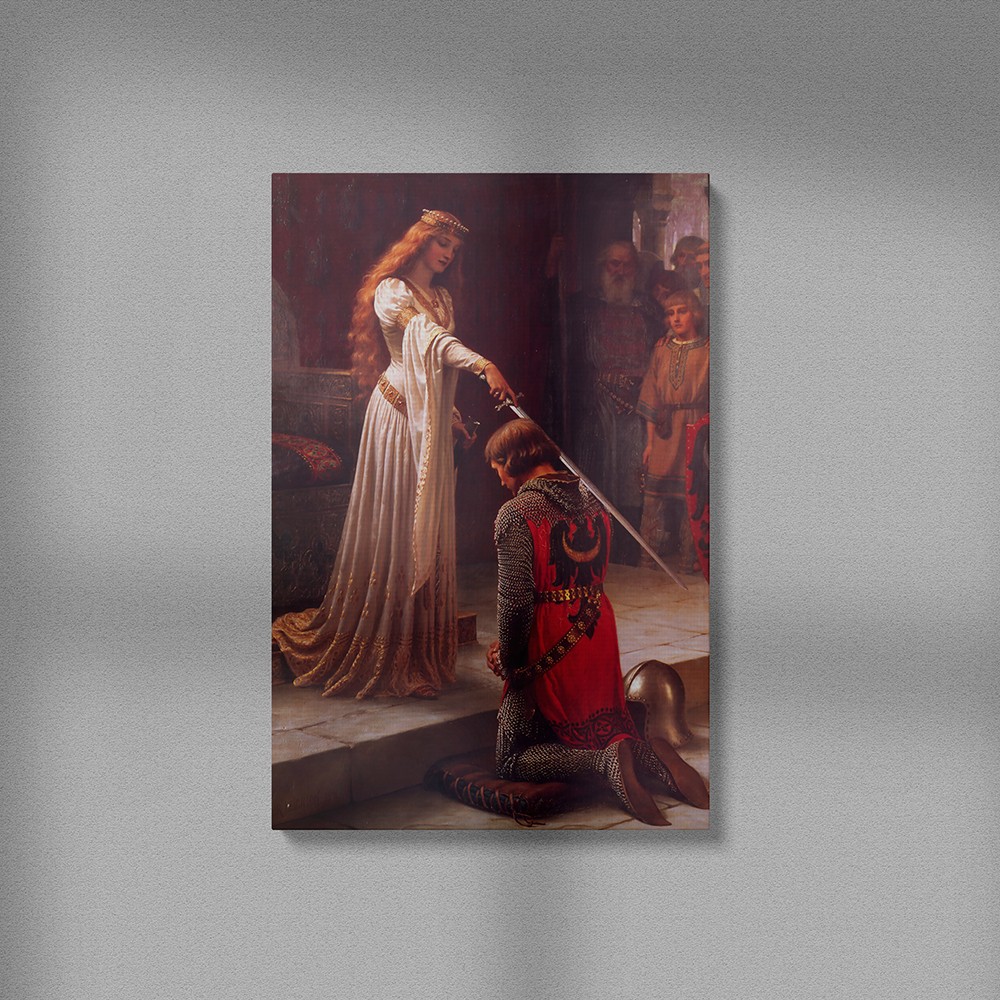 “The Accolade” – Onurun ve Asaletin Ölümsüz Anı | Edmund Blair Leighton (Kanvas Baskı) Tablo
