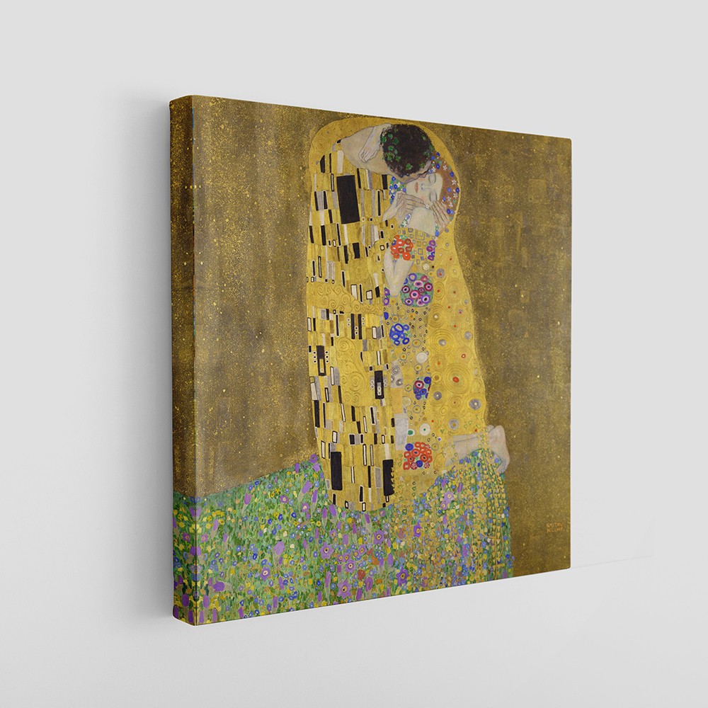 The Kiss – Gustav Klimt | Altın Döneme Ait İkonik Aşk Tablosu (Kanvas Baskı) Tablo