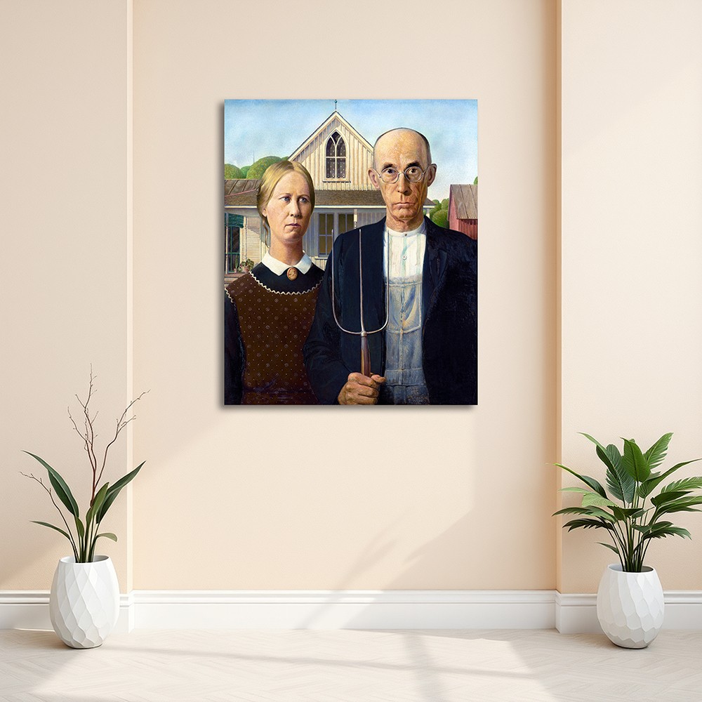 “American Gothic” – Sessiz Gücün Portresi (Kanvas Baskı) Tablo