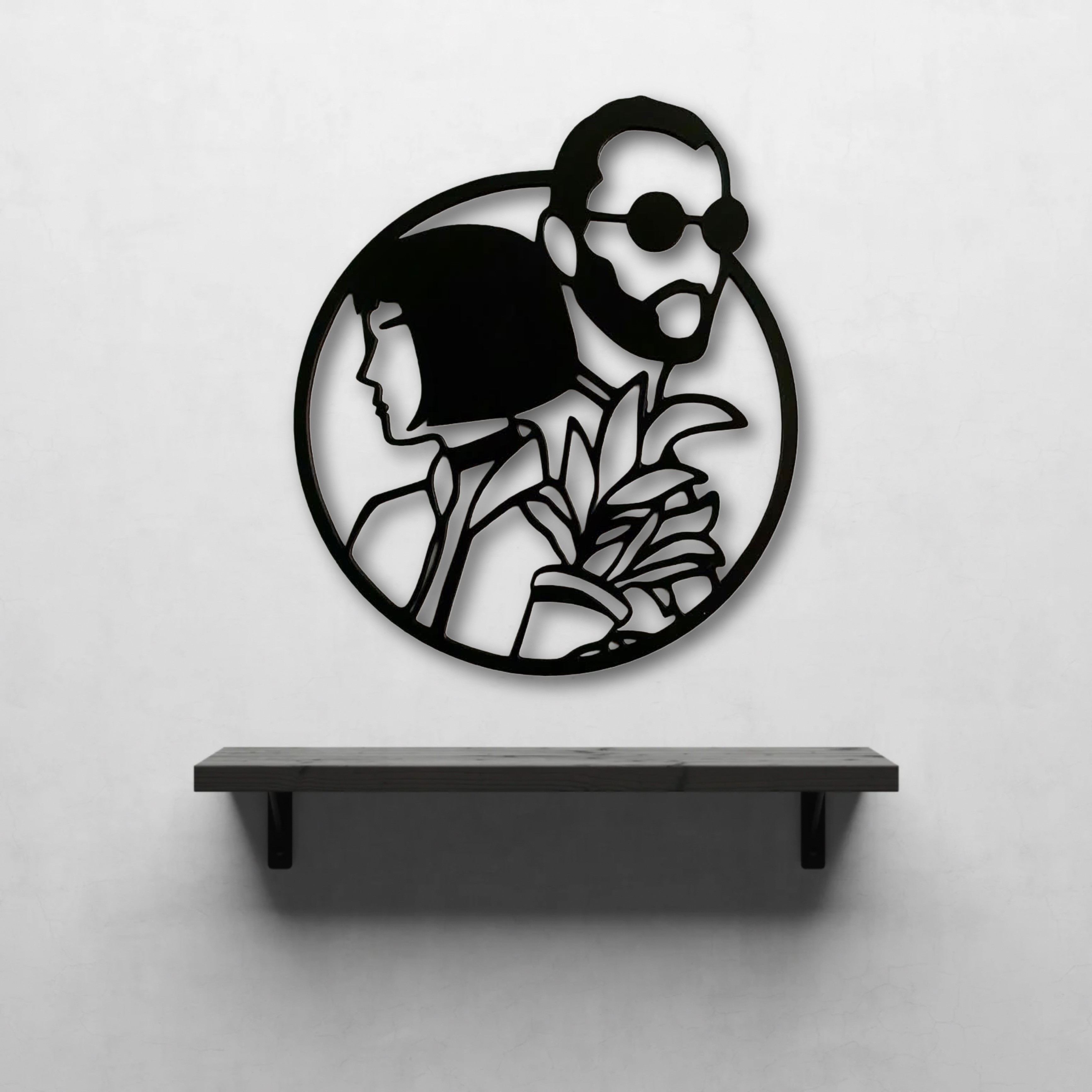 Leon ve Mathilda Minimal Siluet - (Lazer Kesim) Ahşap Tablo
