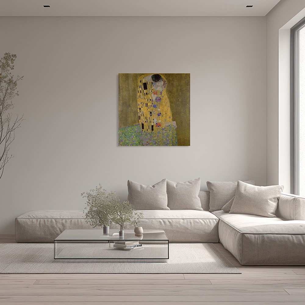 The Kiss – Gustav Klimt | Altın Döneme Ait İkonik Aşk Tablosu (Kanvas Baskı) Tablo