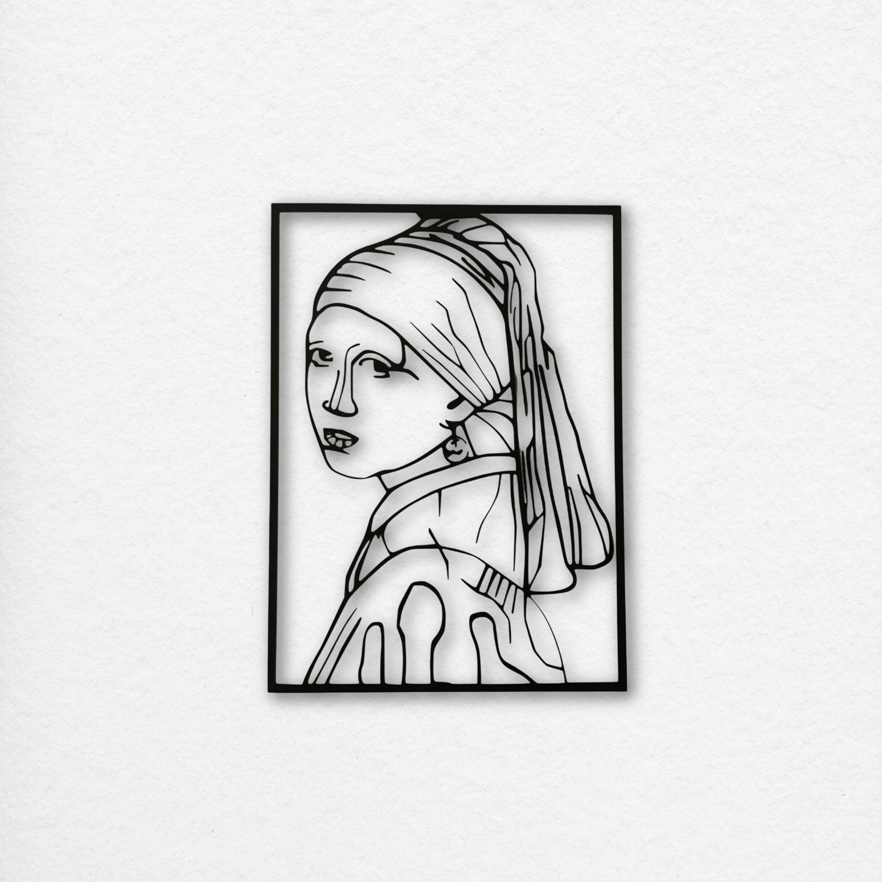''Girl with a Pearl Earring'' - (Modern Lazer Kesim Versiyonu) Ahşap Tablo