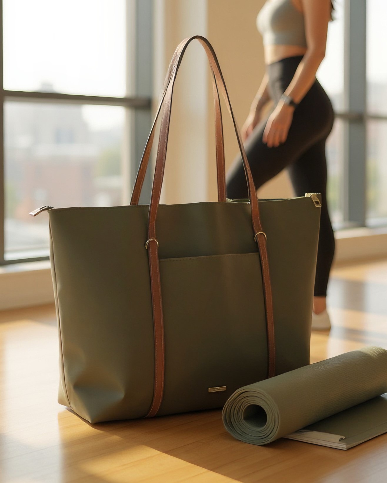 Kadın Şerit Askılı Shopper Omuz Çantası - Moka