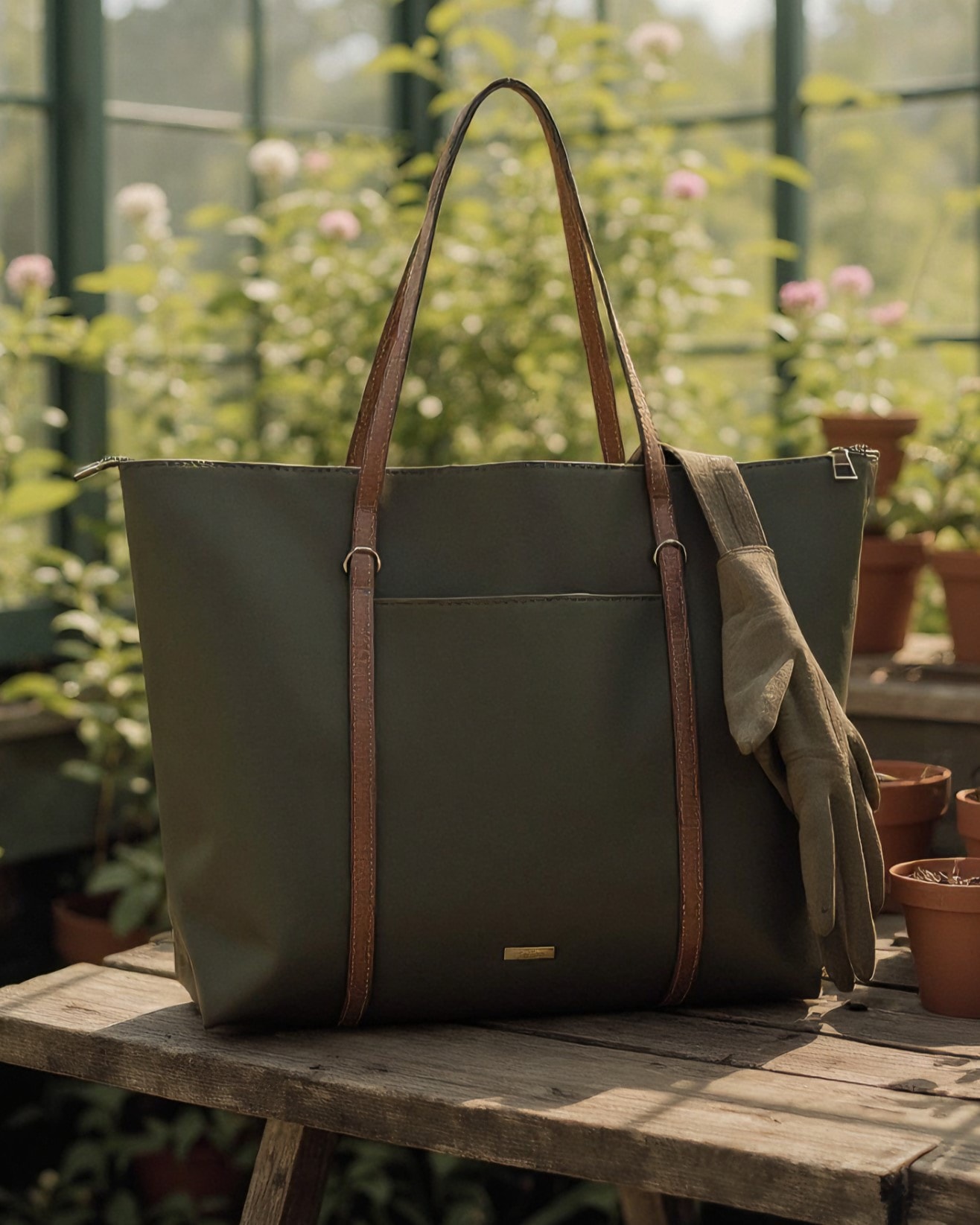 Kadın Şerit Askılı Shopper Omuz Çantası - Moka