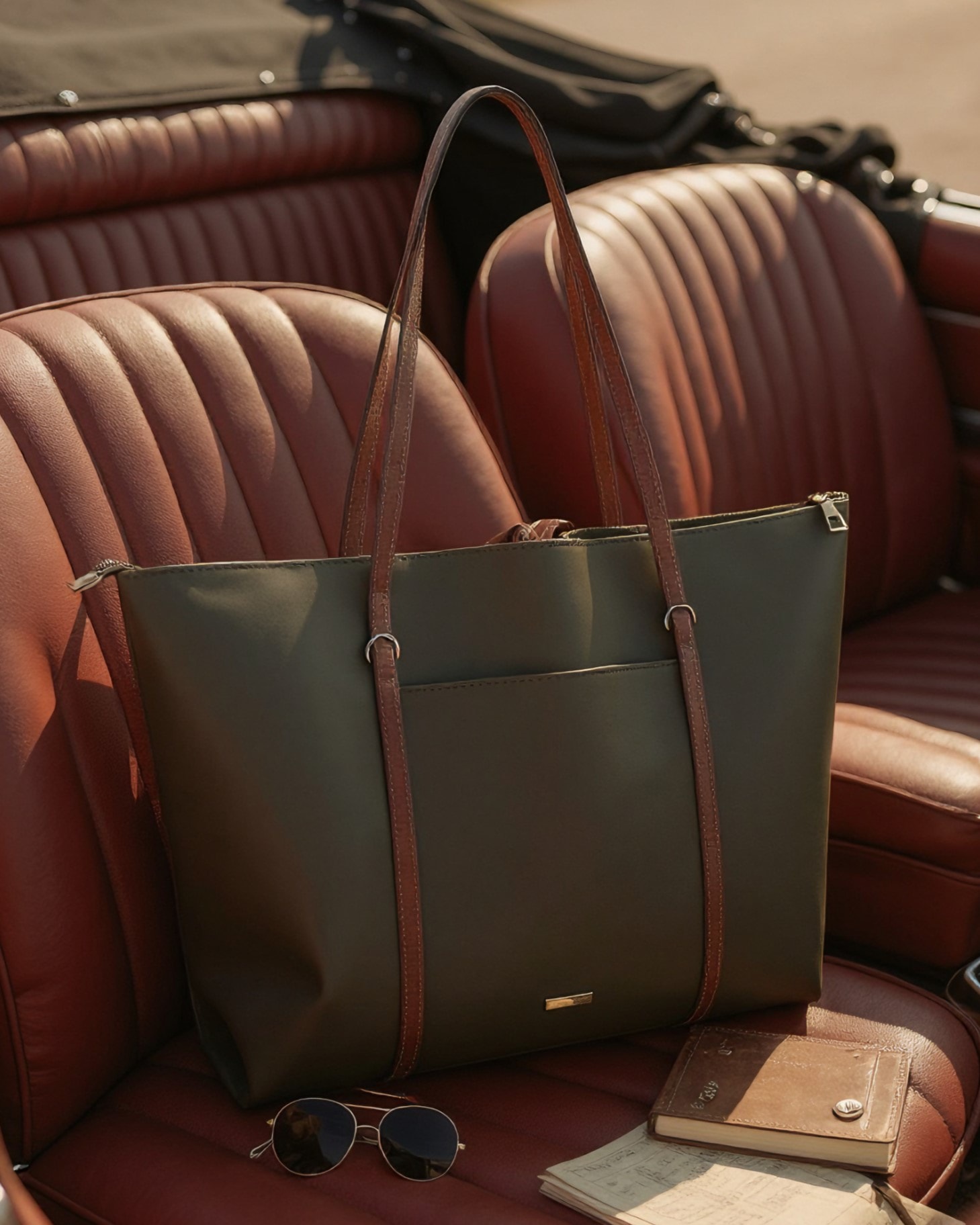 Kadın Şerit Askılı Shopper Omuz Çantası - Moka